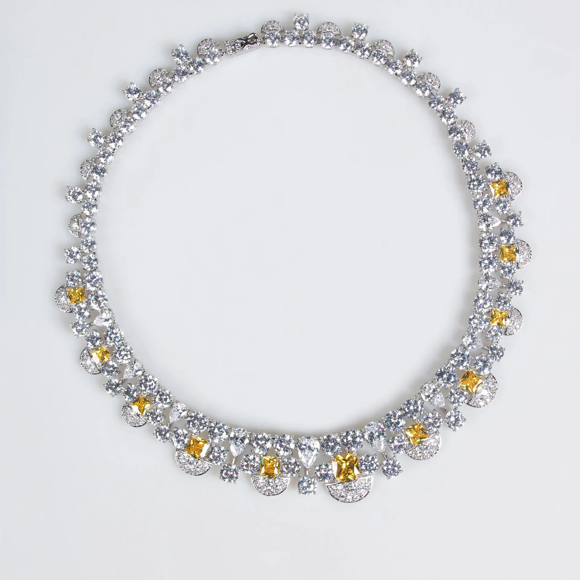 Gold Statement Cluster Crystal Bridal Jewelry Set JW044 Sheer Fairy