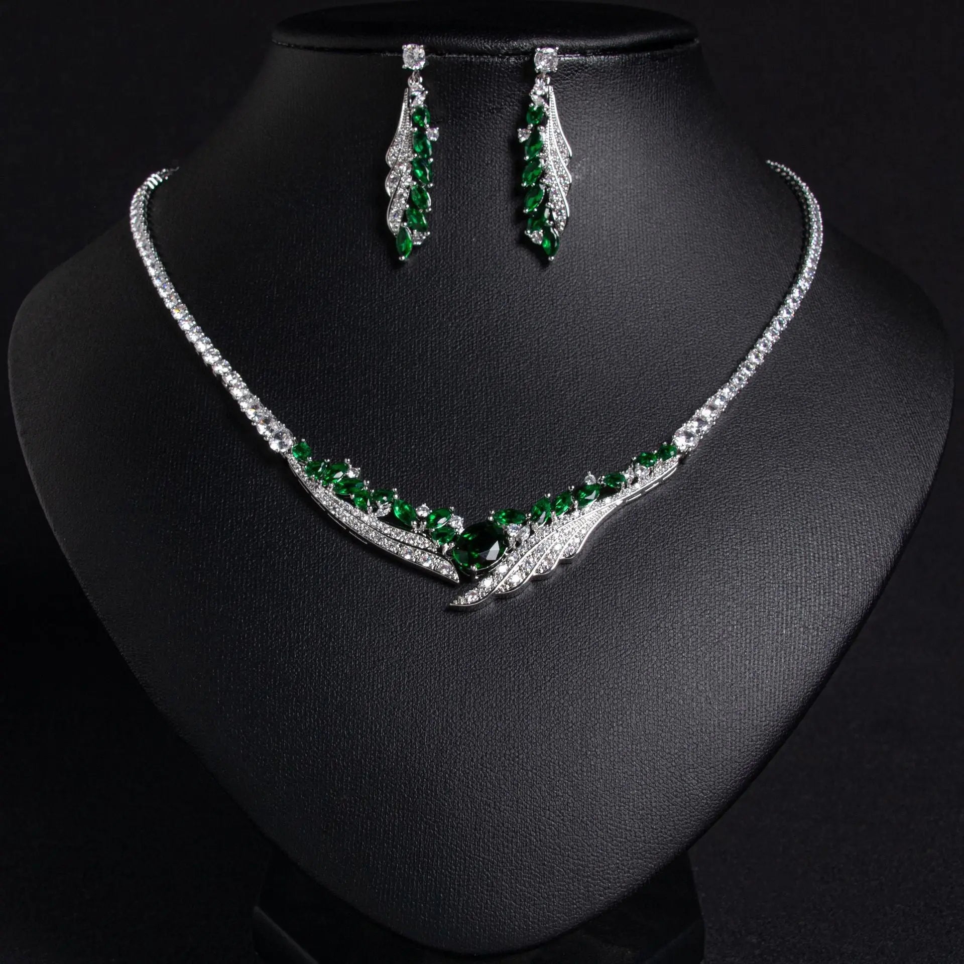 Wave Motif Crystal Bridal Jewelry Set JW055 Sheer Fairy