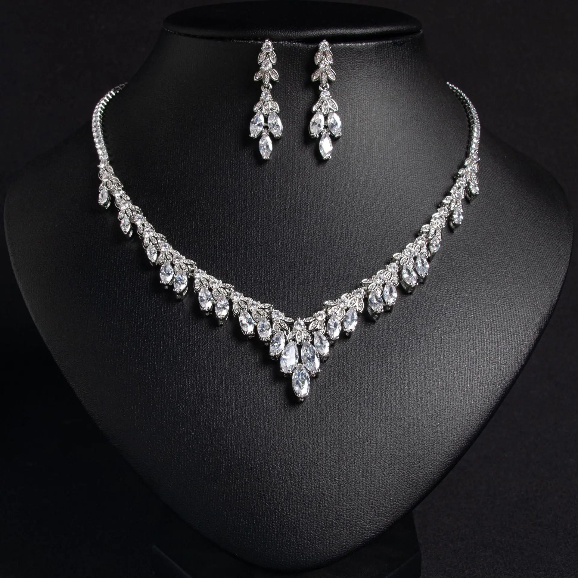 Purple Crystal Bridal V-Shaped Jewelry Set JW056 Sheer Fairy