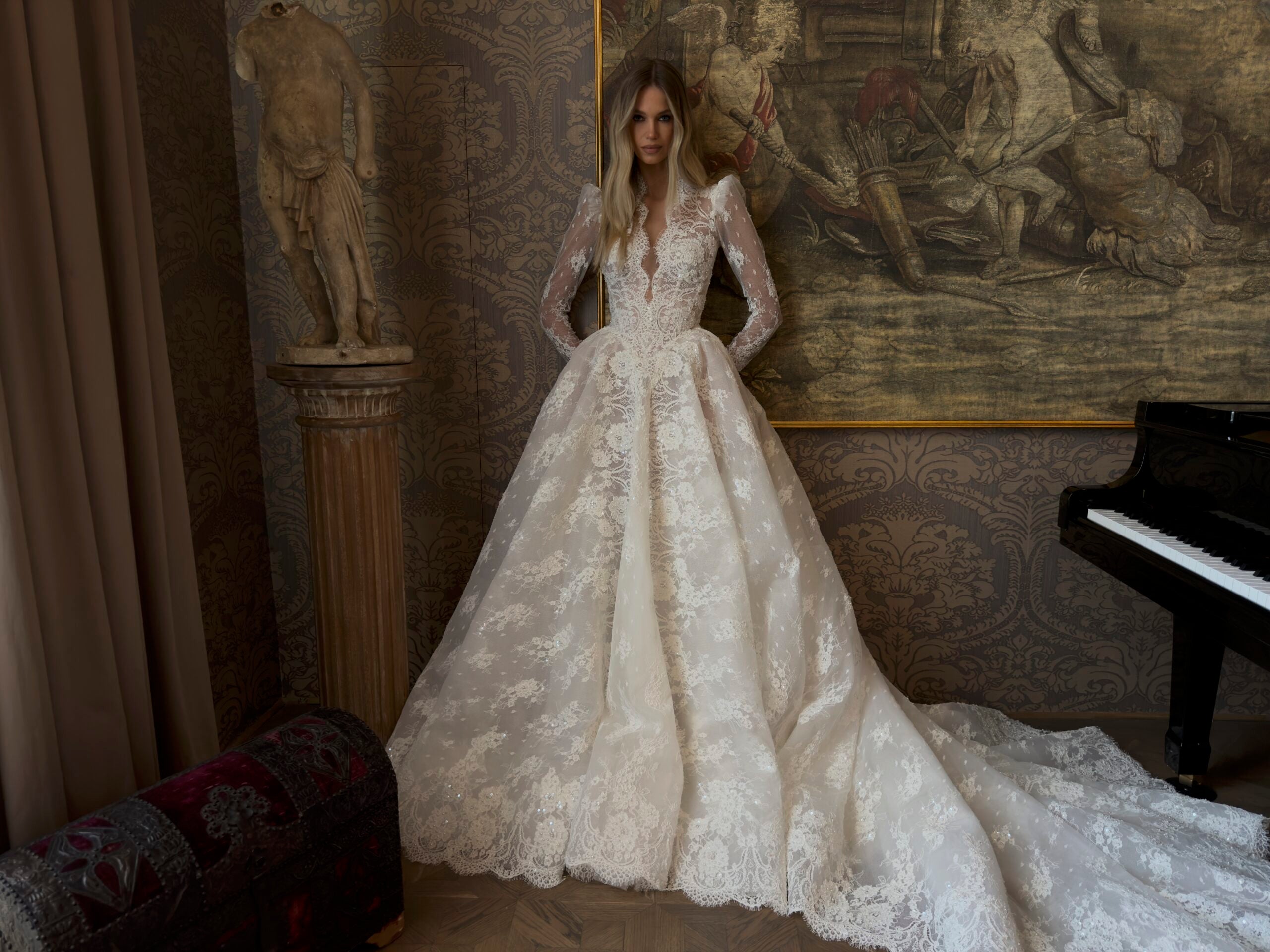 Sheer Long Sleeve Princess Ballgown with Chapel Train for Bridal  SW211 Sheer Fairy