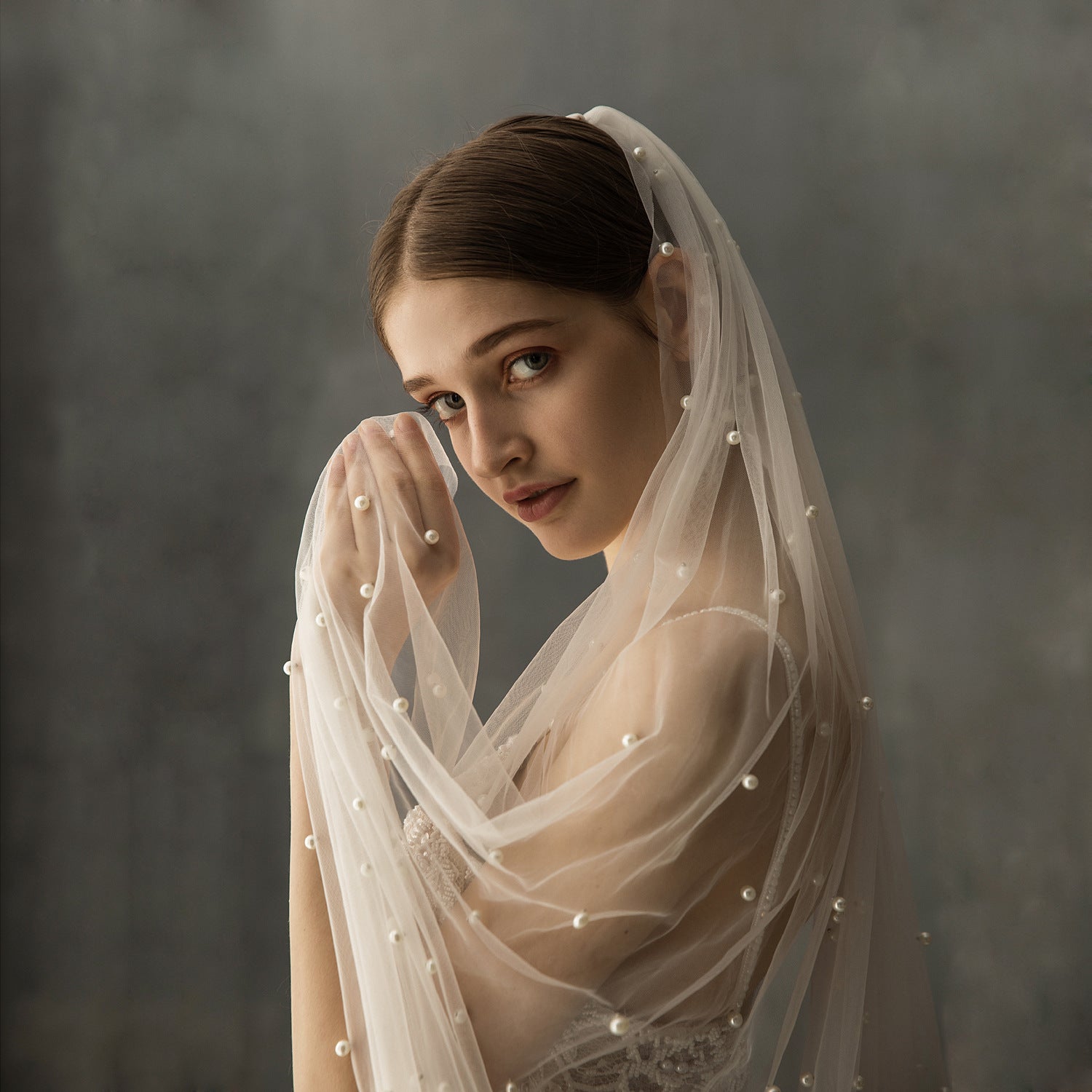 Vintage Floral Lace Mantilla Bridal Veil Long Cathedral Length 90.55 Inches Lace Trim Wedding Veil for Bride BV001（副本） SHEER FAIRY