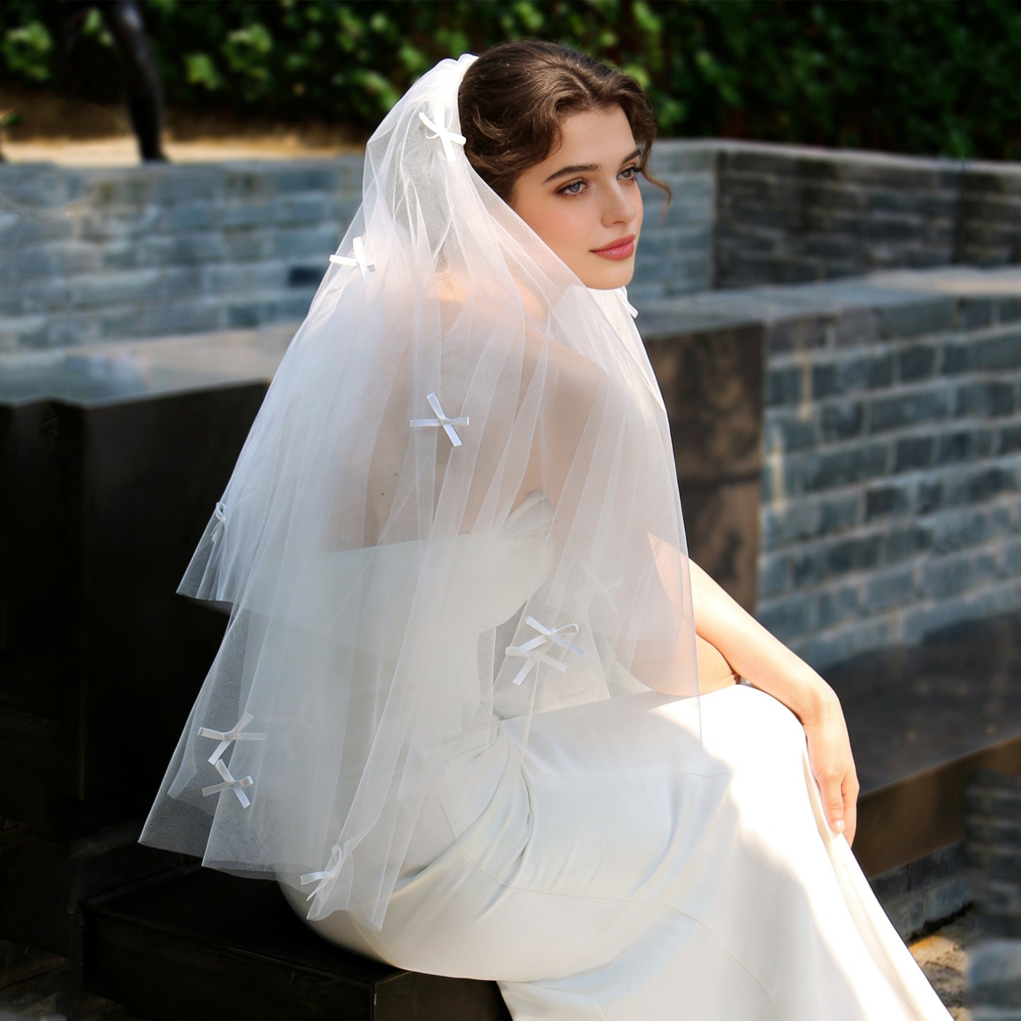 Elegant Pearl Wedding Veil Cathedral Length 90.55 Inches Single Tier Cut Edge Beaded Bridal Veil for Bride BV002（副本） SHEER FAIRY