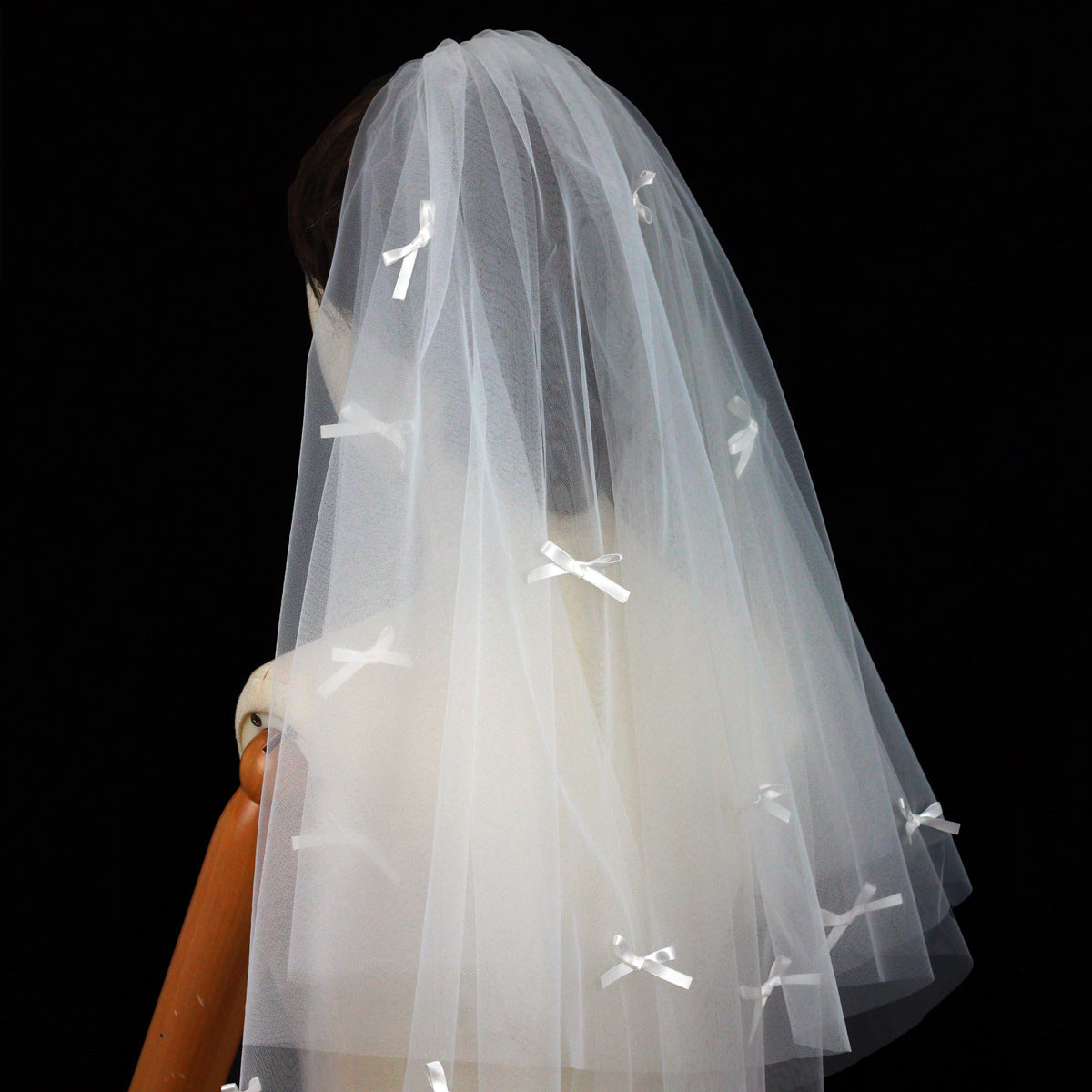 Elegant Pearl Wedding Veil Cathedral Length 90.55 Inches Single Tier Cut Edge Beaded Bridal Veil for Bride BV002（副本） SHEER FAIRY