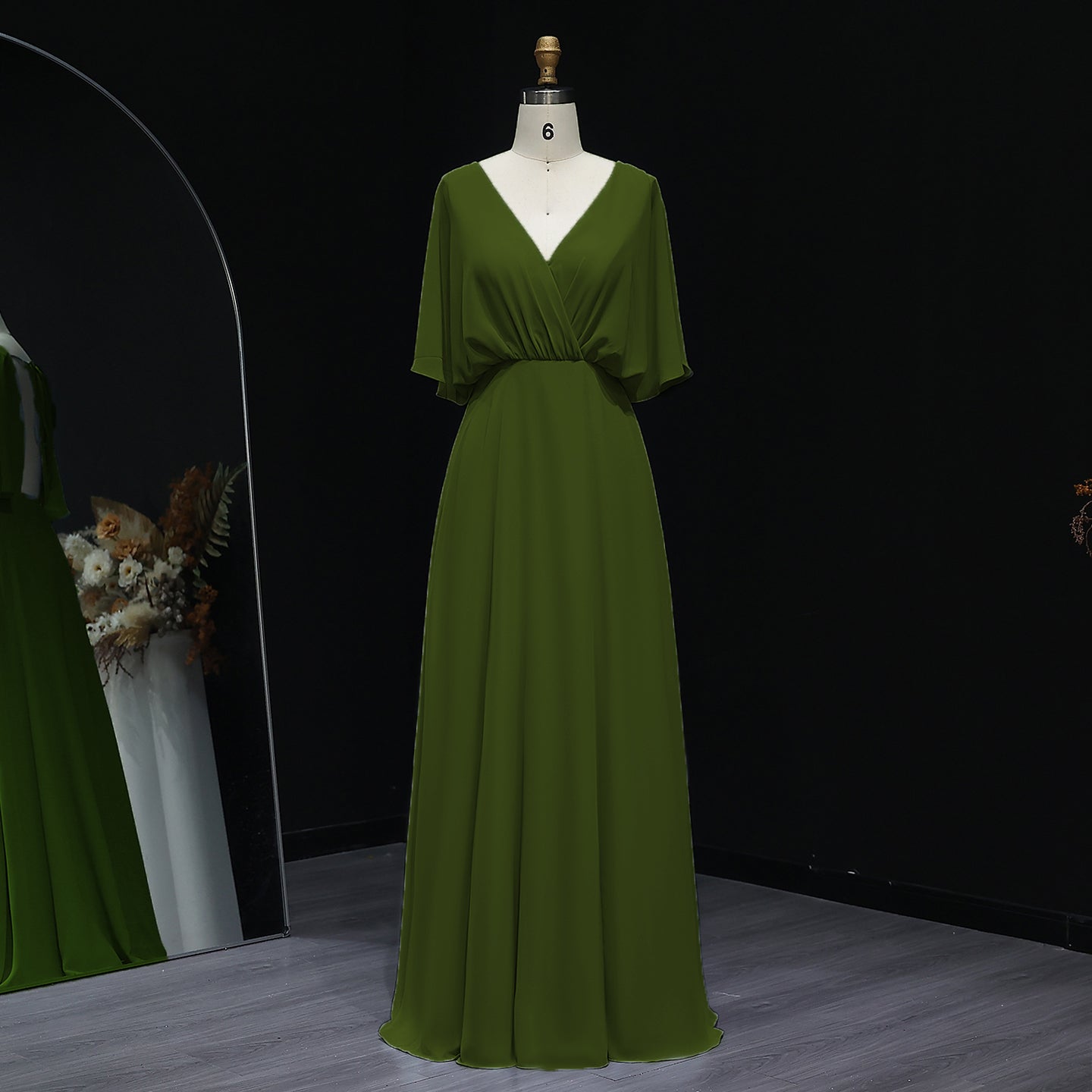 Simplify V Neck Chiffon A-Line Bow Bridesmaid Dress BS010