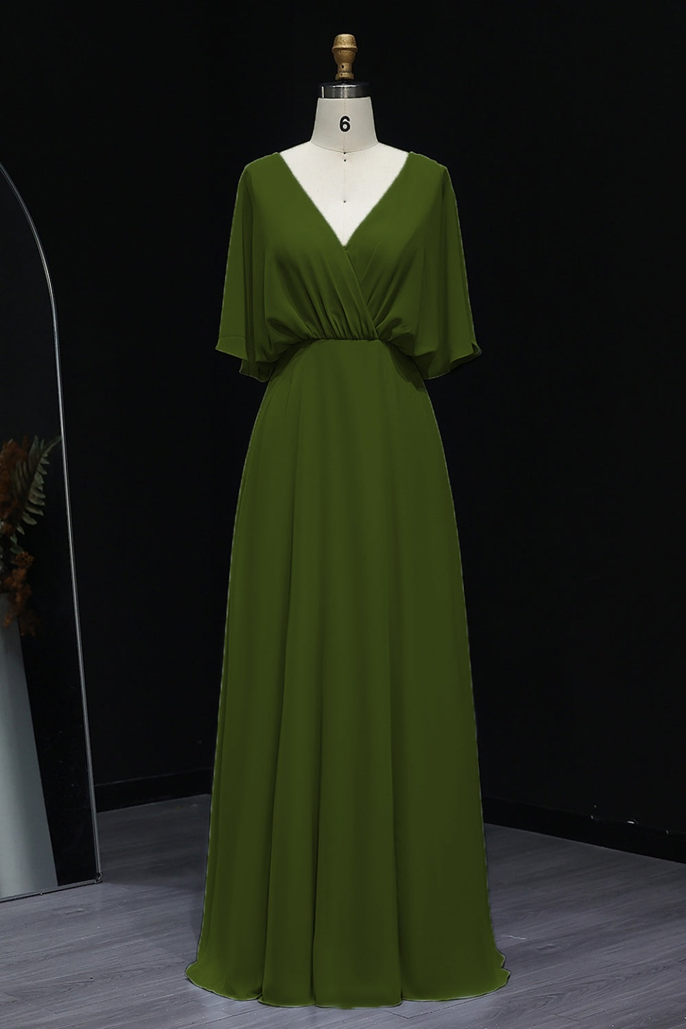 Simplify V Neck Chiffon A-Line Bow Bridesmaid Dress BS010