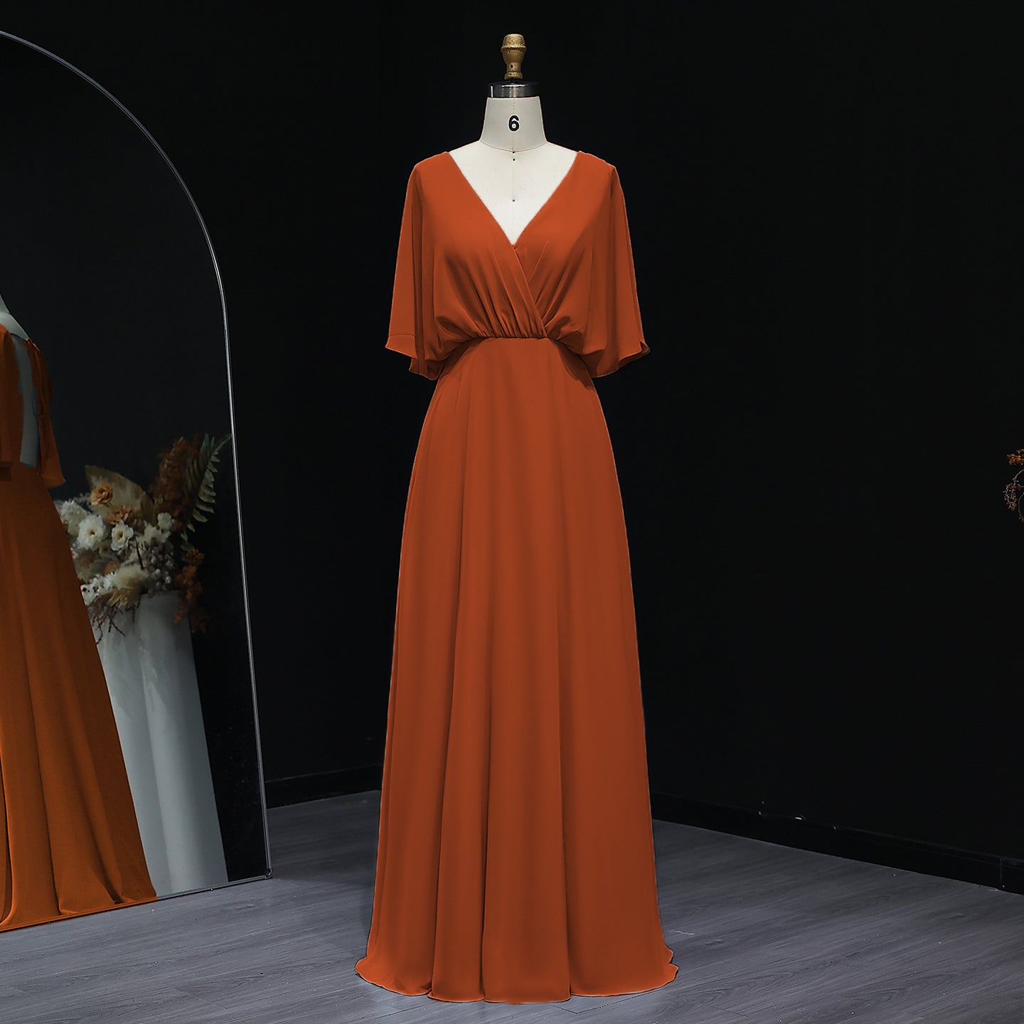 Simplify V Neck Chiffon A-Line Bow Bridesmaid Dress BS010