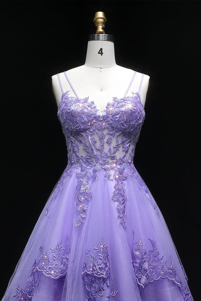 Lavender Lilac Lace Tulle Mini Ballgown Homecoming Dress RM128 Sheer Fairy