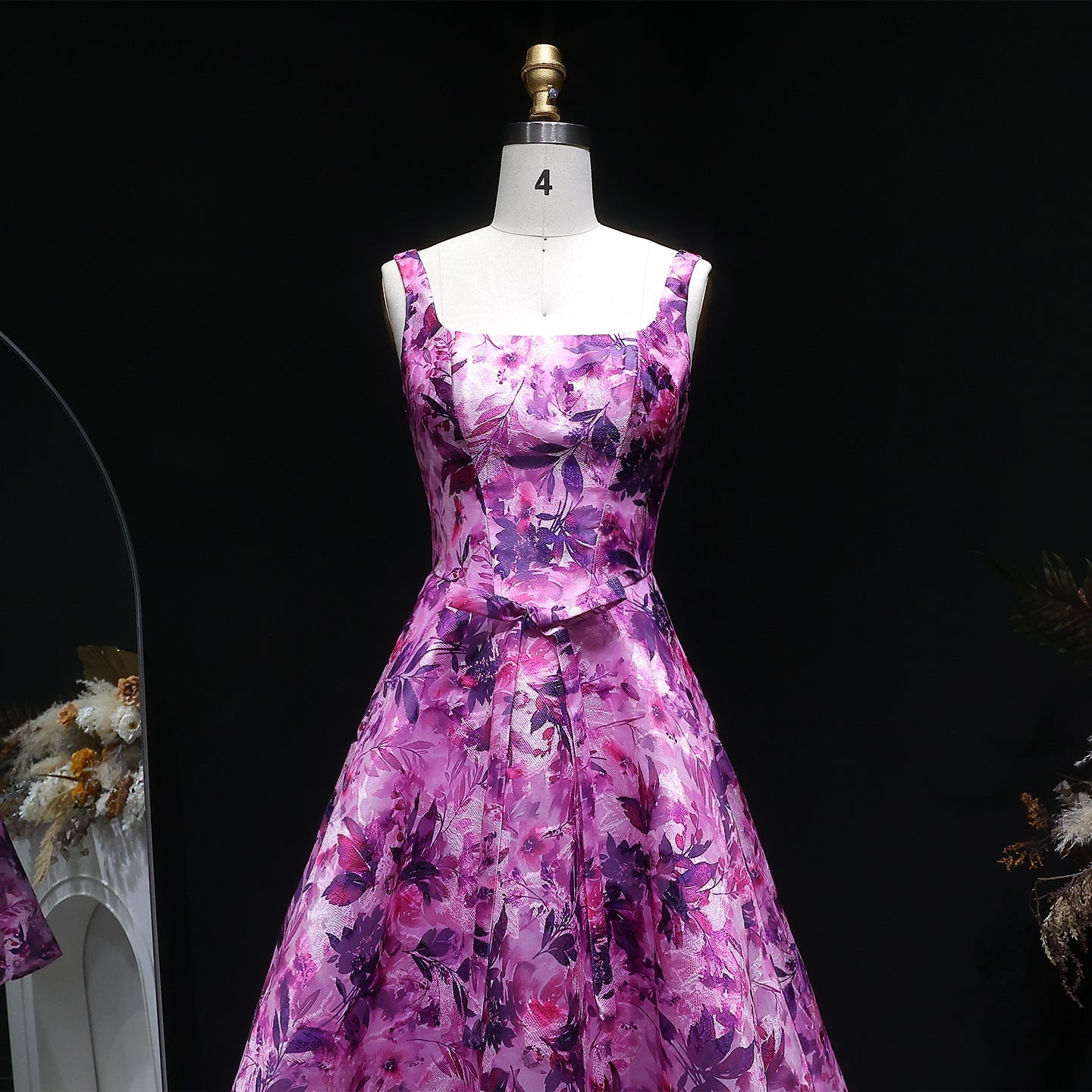 Purple Floral A-Line Open Back Homecoming Dress RM129 Sheer Fairy