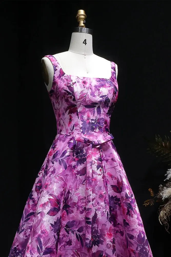 Purple Magenta Floral Satin Fit-and-Flare Homecoming Dress RM129 SHEER FAIRY Purple Magenta Floral Satin Fit-and-Flare Homecoming Dress RM129 SHEER FAIRY