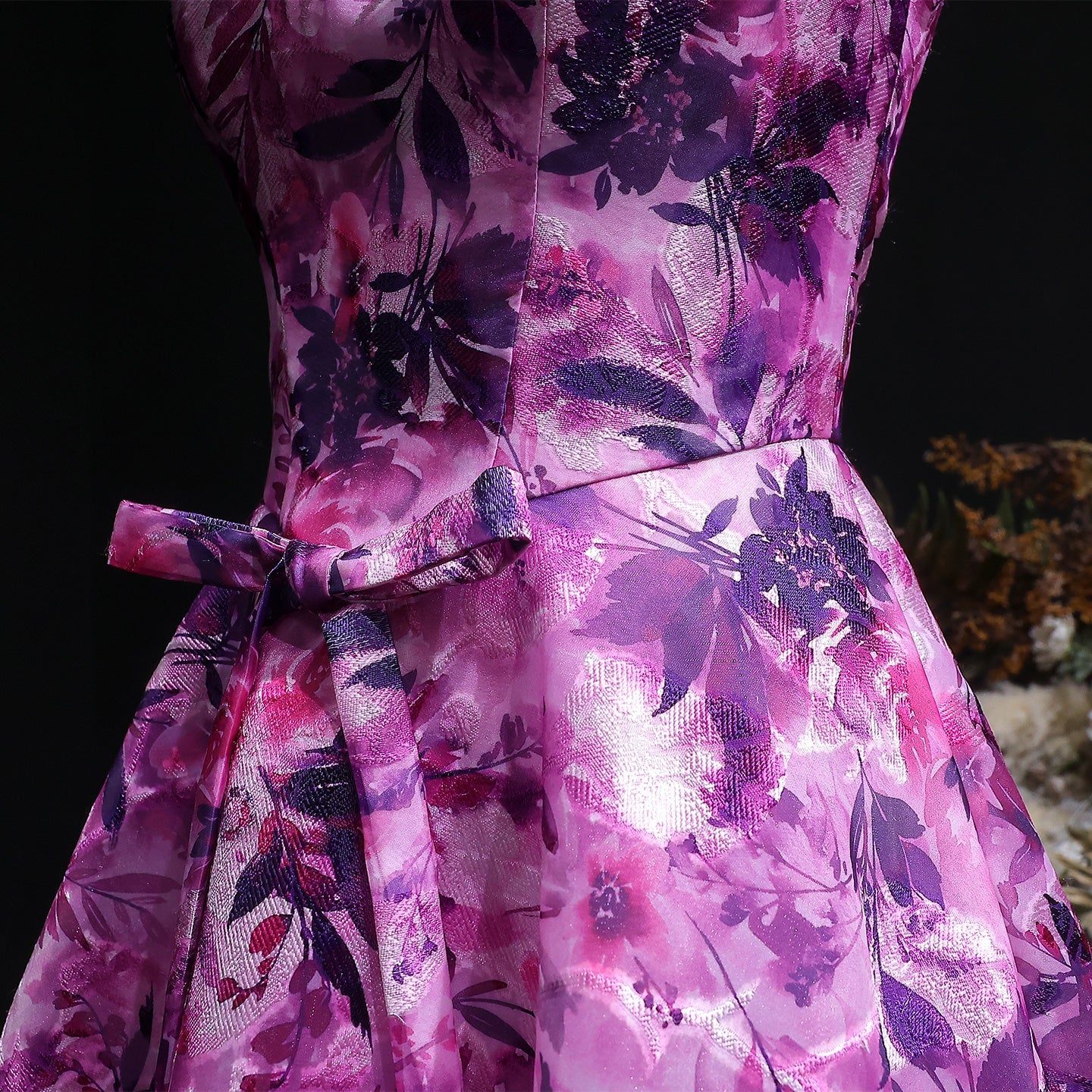 Purple Floral A-Line Open Back Homecoming Dress RM129 Sheer Fairy