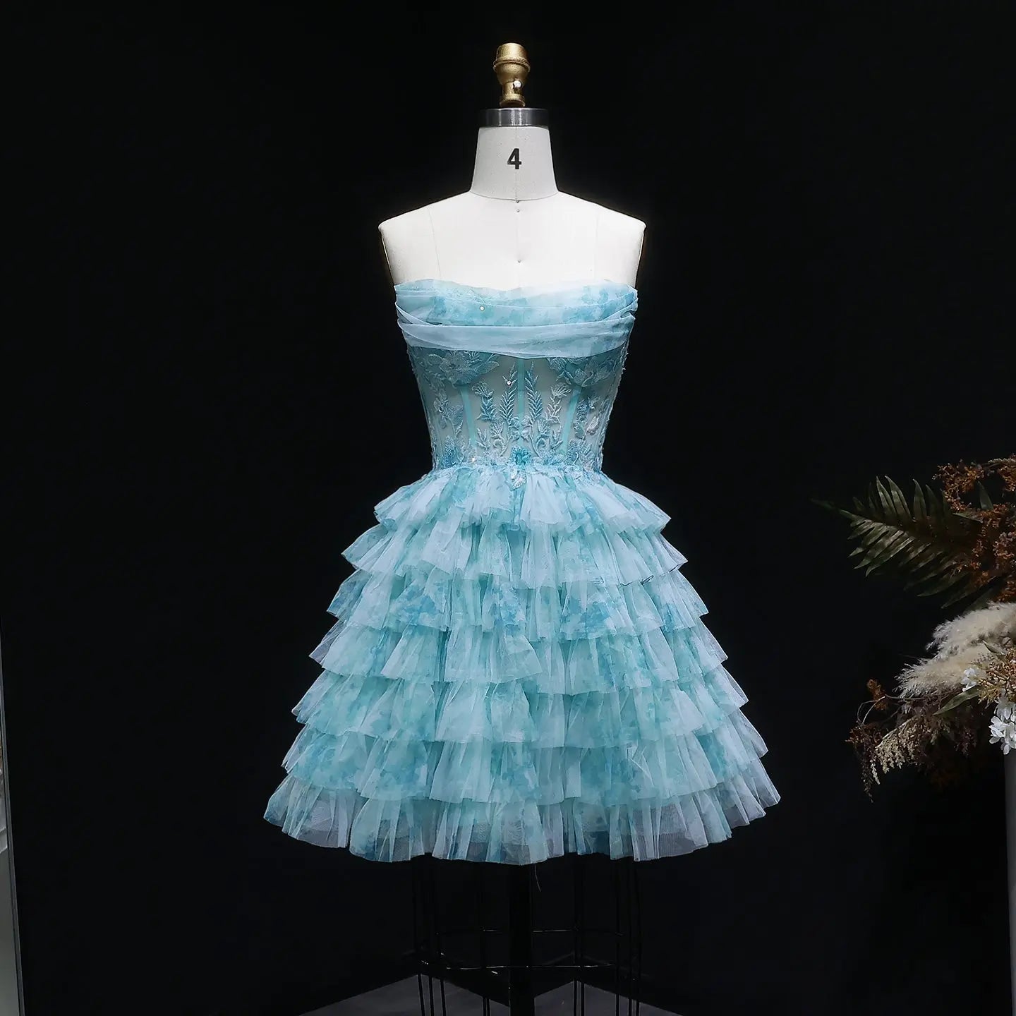 aqua lace tiered dress Sparkly Homecoming Dresses Aqua Lace Tiered Strapless Mini Length Dress for Teens 2025 Size 0 at Amazon Women's Clothing store
