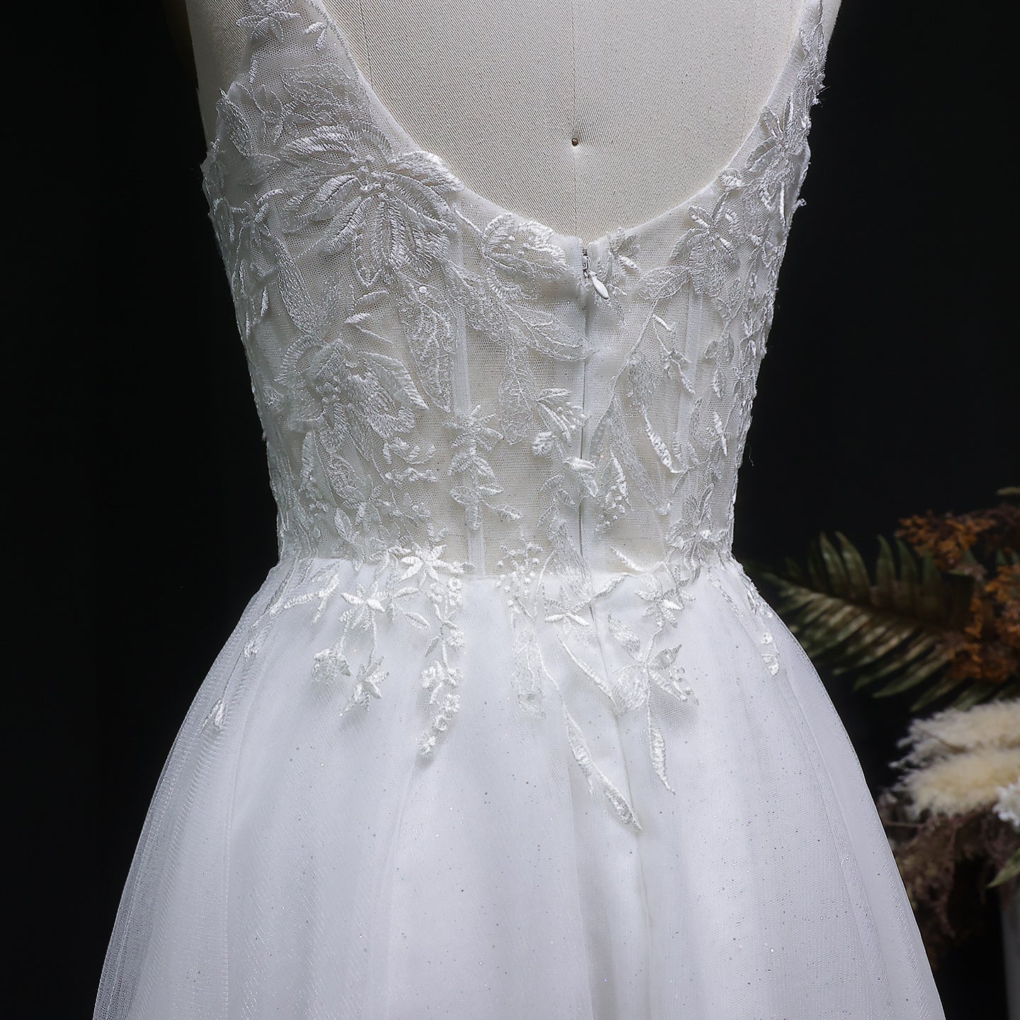 Spaghetti Strap Ball Gown Mini Short White Lace Homecoming Dress RM140 Sheer Fairy