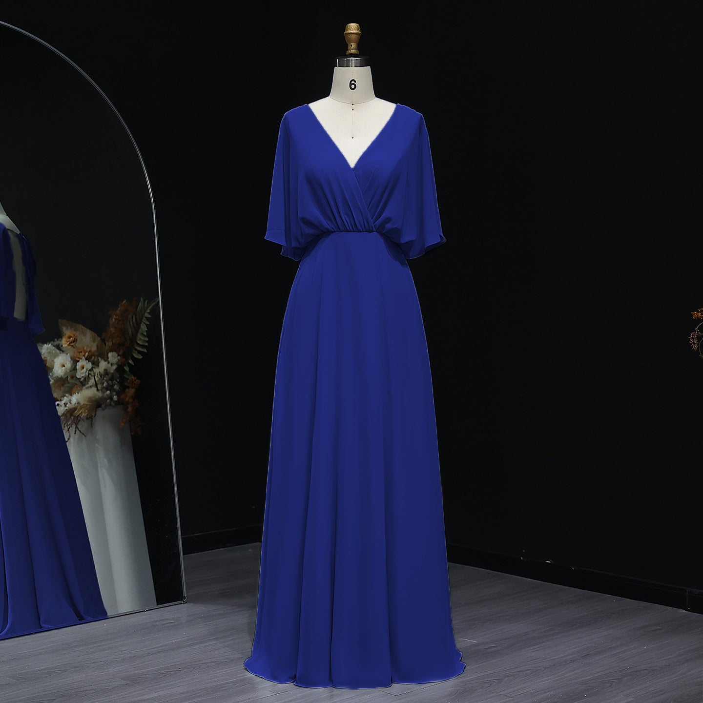 Simplify V Neck Chiffon A-Line Bow Bridesmaid Dress BS010