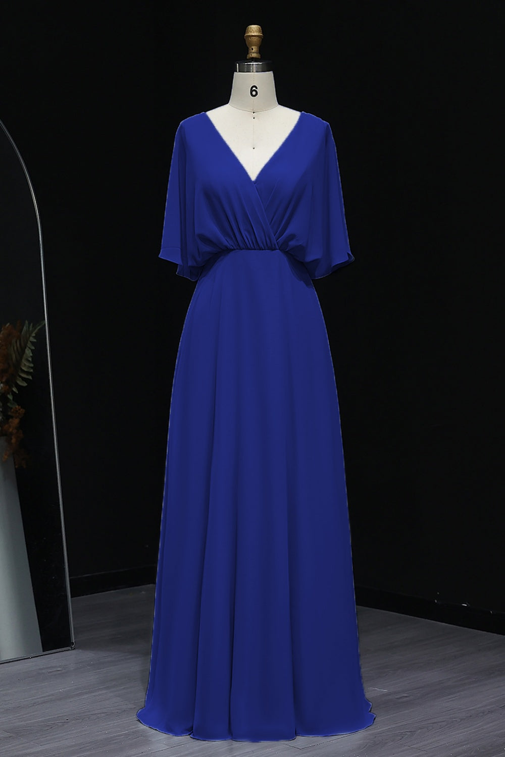 Simplify V Neck Chiffon A-Line Bow Bridesmaid Dress BS010