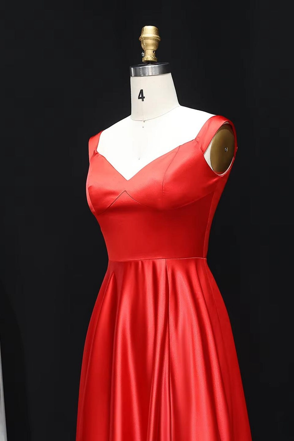 Crimson Red Satin Sweetheart A-Line Prom Dress SH289 Sheer Fairy