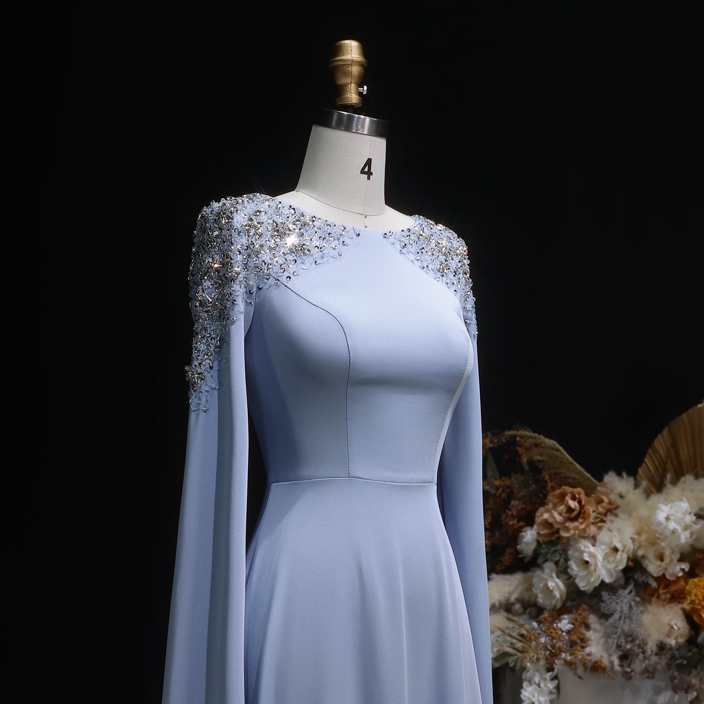 Elegant White Mermaid Evening Dress with Cape Sleeves SF280 Sheer Fairy