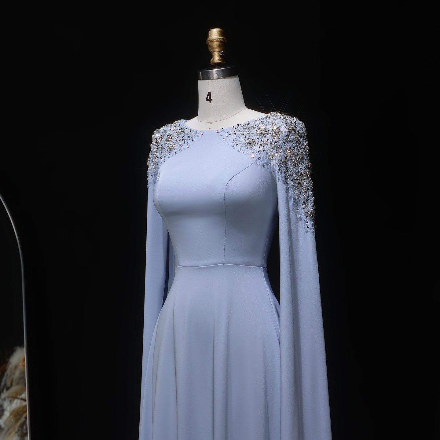 Elegant White Mermaid Evening Dress with Cape Sleeves SF280 Sheer Fairy