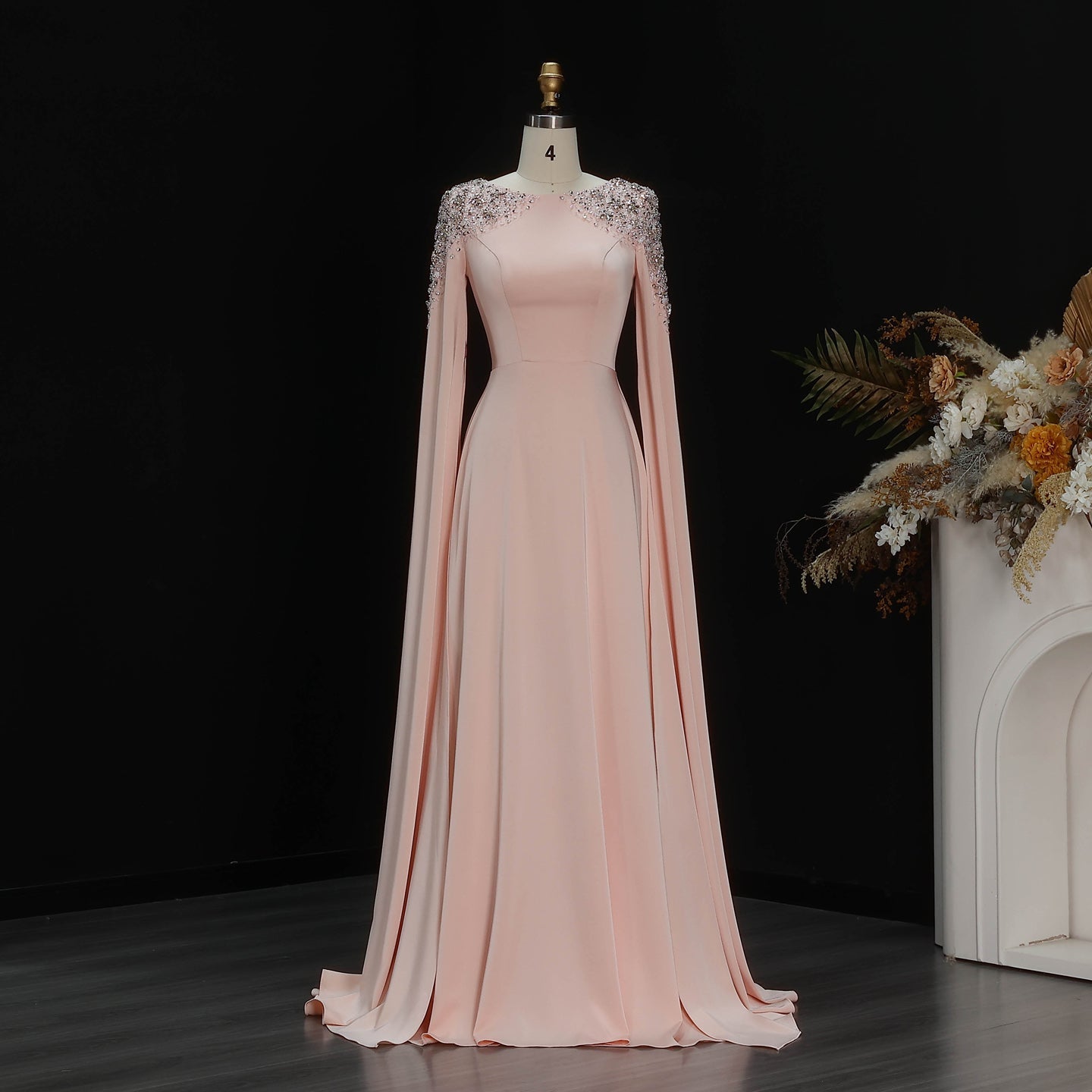 Elegant White Mermaid Evening Dress with Cape Sleeves SF280 Sheer Fairy