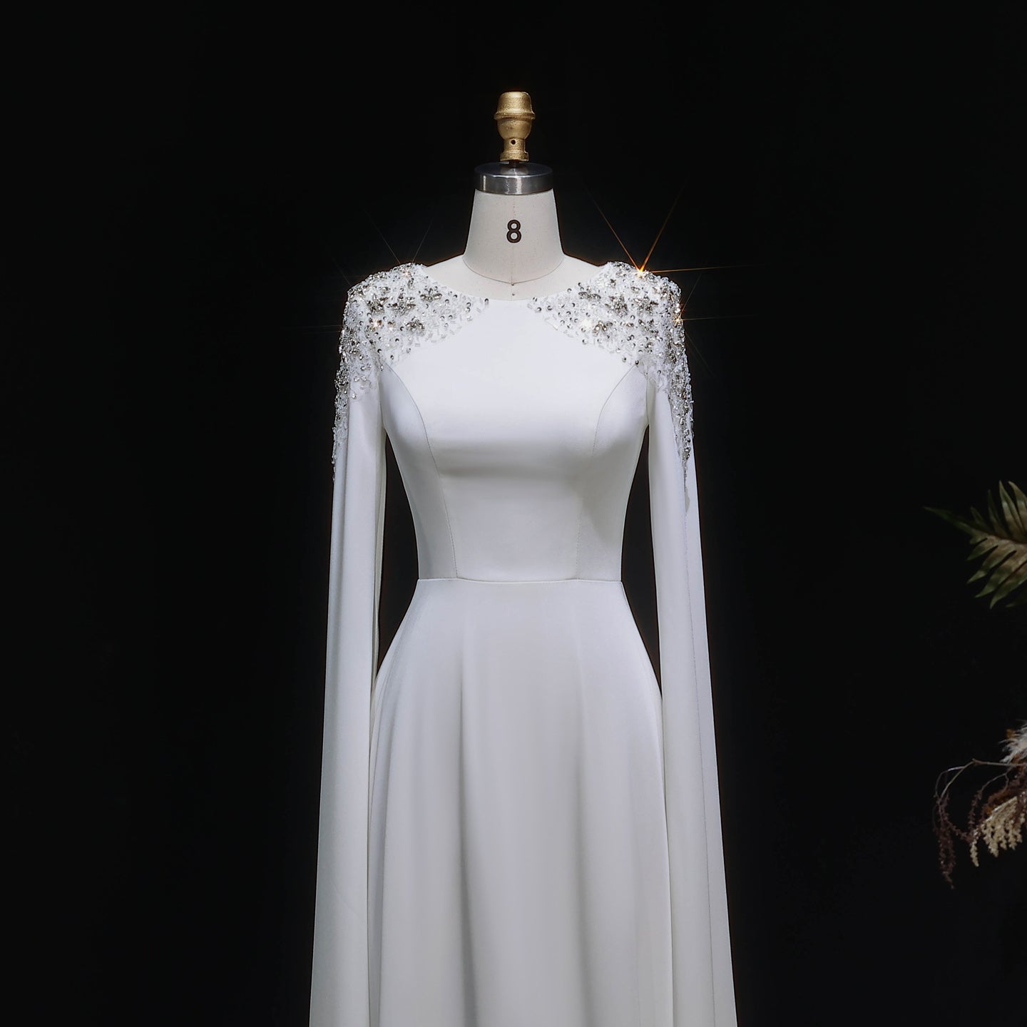 Elegant White Mermaid Evening Dress with Cape Sleeves SF280 Sheer Fairy
