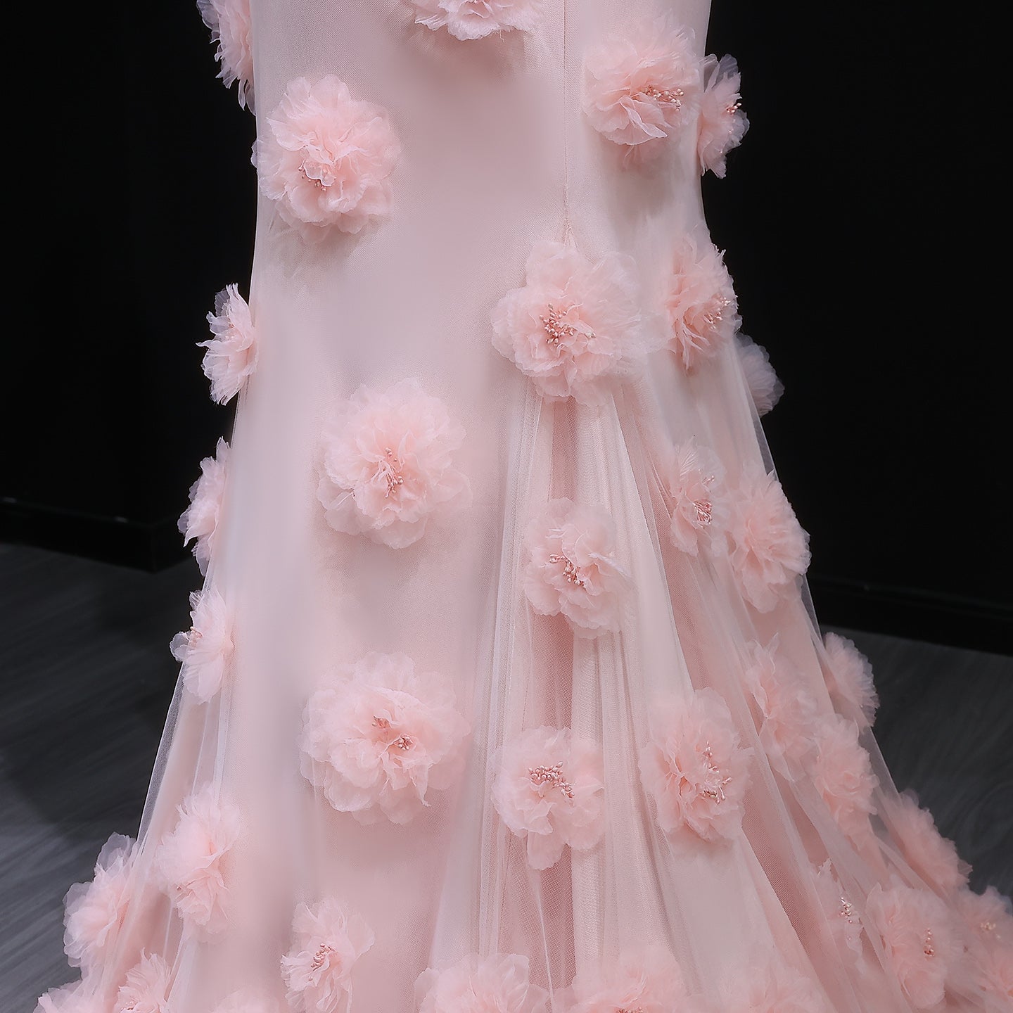 Pink Off-the-Shoulder Mermaid Evening Dress with 3D Flower SS383 Sheer Fairy