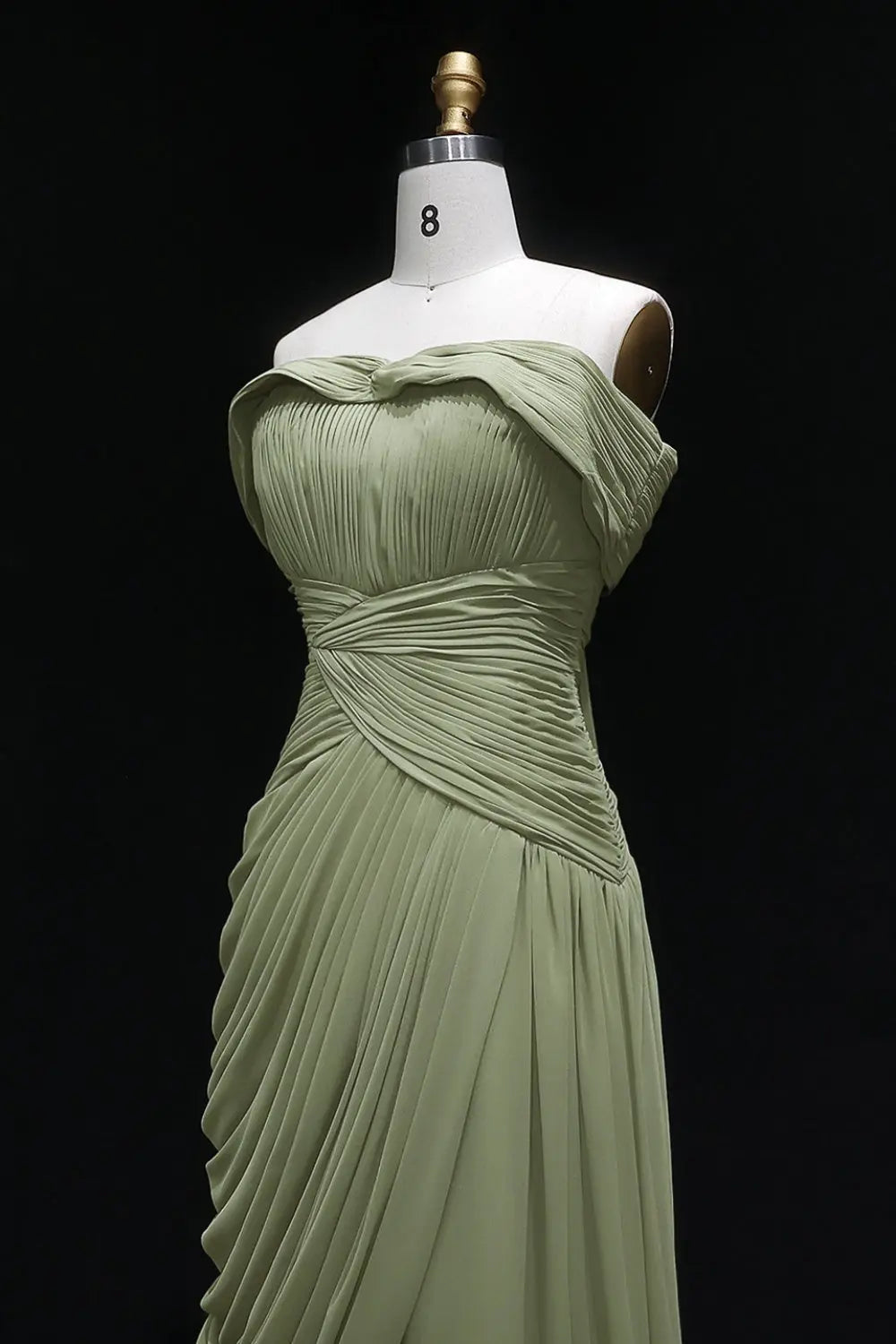 Minima Sage Green Chiffon Off-the-Shoulder Evening Dress SF423 Sheer Fairy