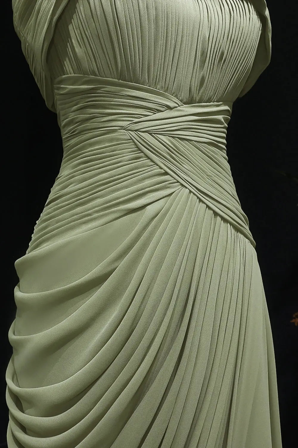 Minima Sage Green Chiffon Off-the-Shoulder Evening Dress SF423 Sheer Fairy