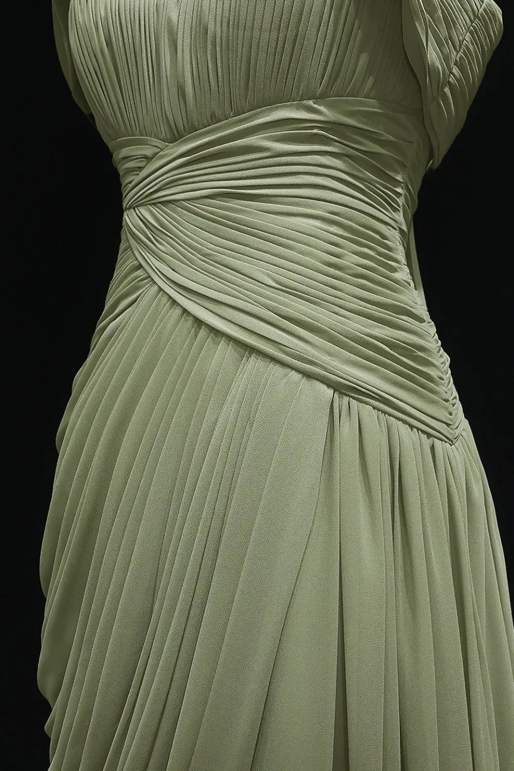 Minima Sage Green Chiffon Off-the-Shoulder Evening Dress SF423 Sheer Fairy