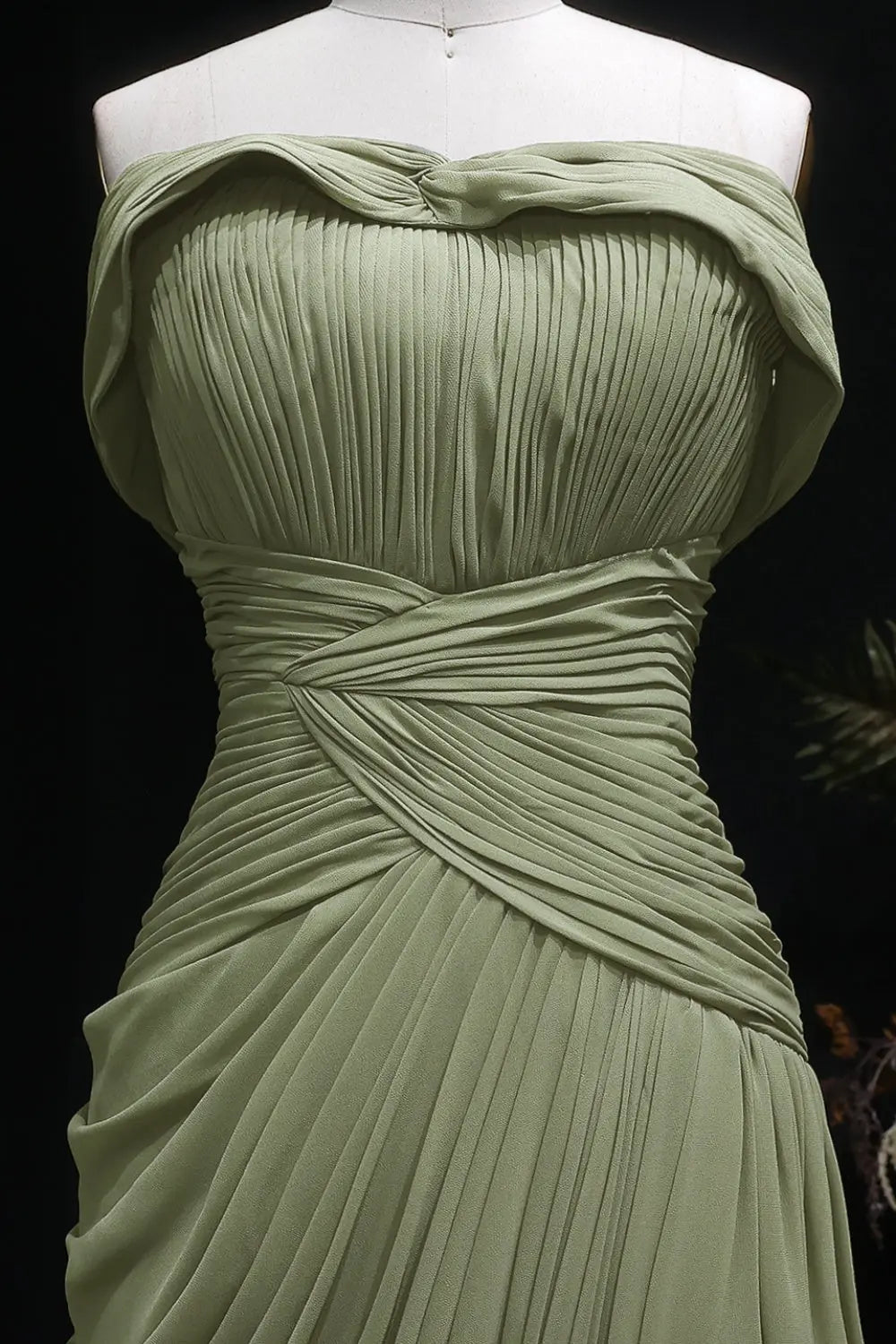 Minima Sage Green Chiffon Off-the-Shoulder Evening Dress SF423 Sheer Fairy