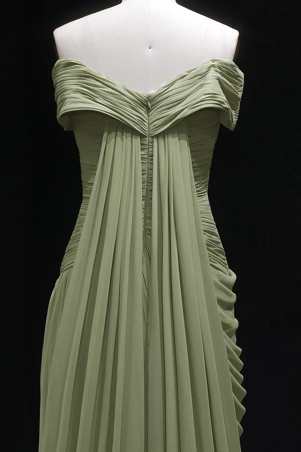 Minima Sage Green Chiffon Off-the-Shoulder Evening Dress SF423 Sheer Fairy