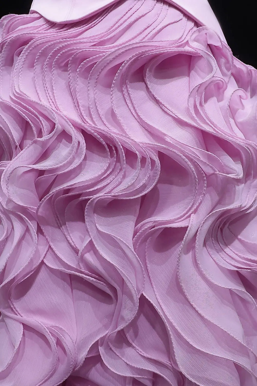 Ruffled Chiffon Pink Strapless A-Line Evening Dress SF452 Sheer Fairy