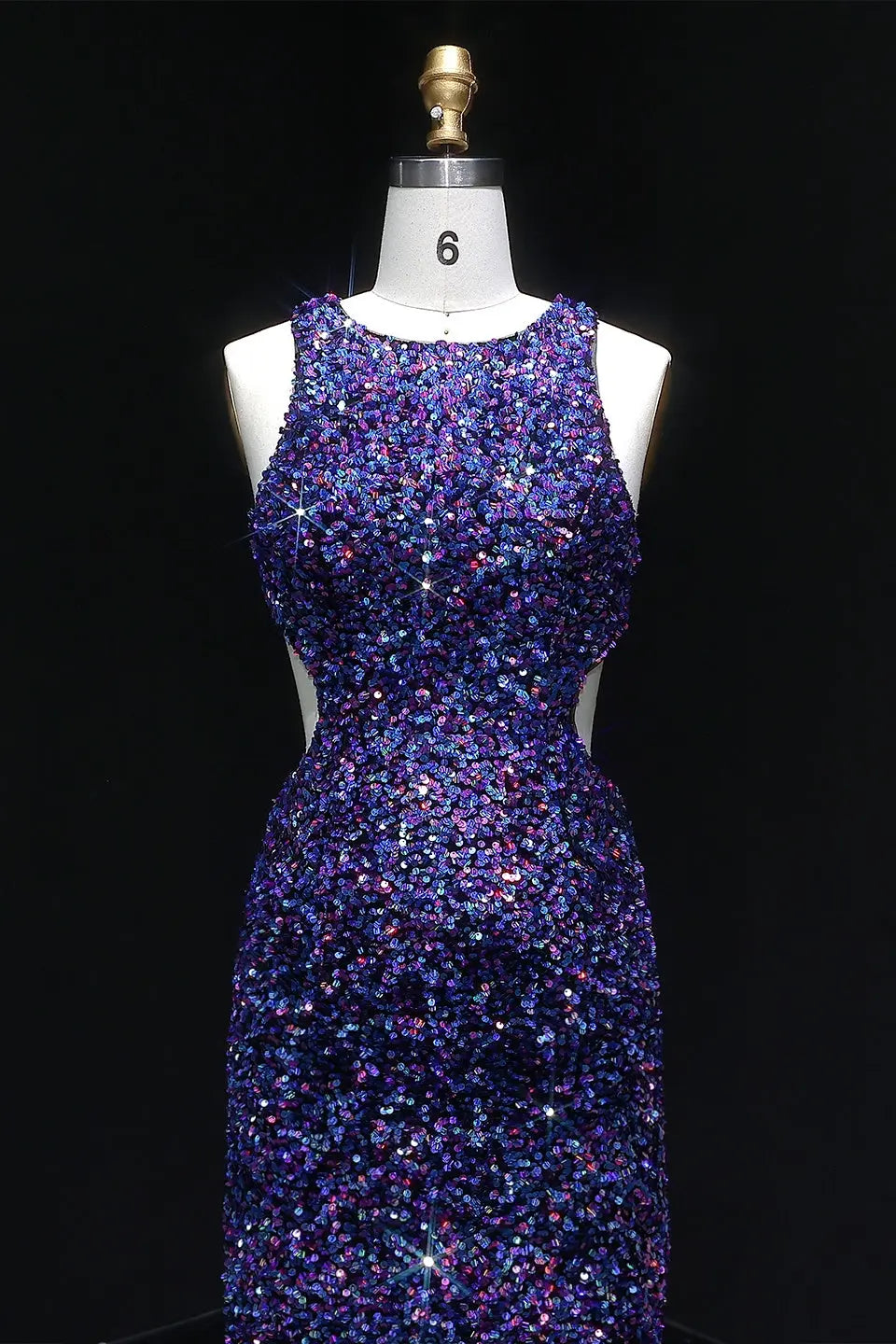 Purple Multicolor Sequin High Neck Mermaid Prom Dress SH127 – SHEER FAIRY