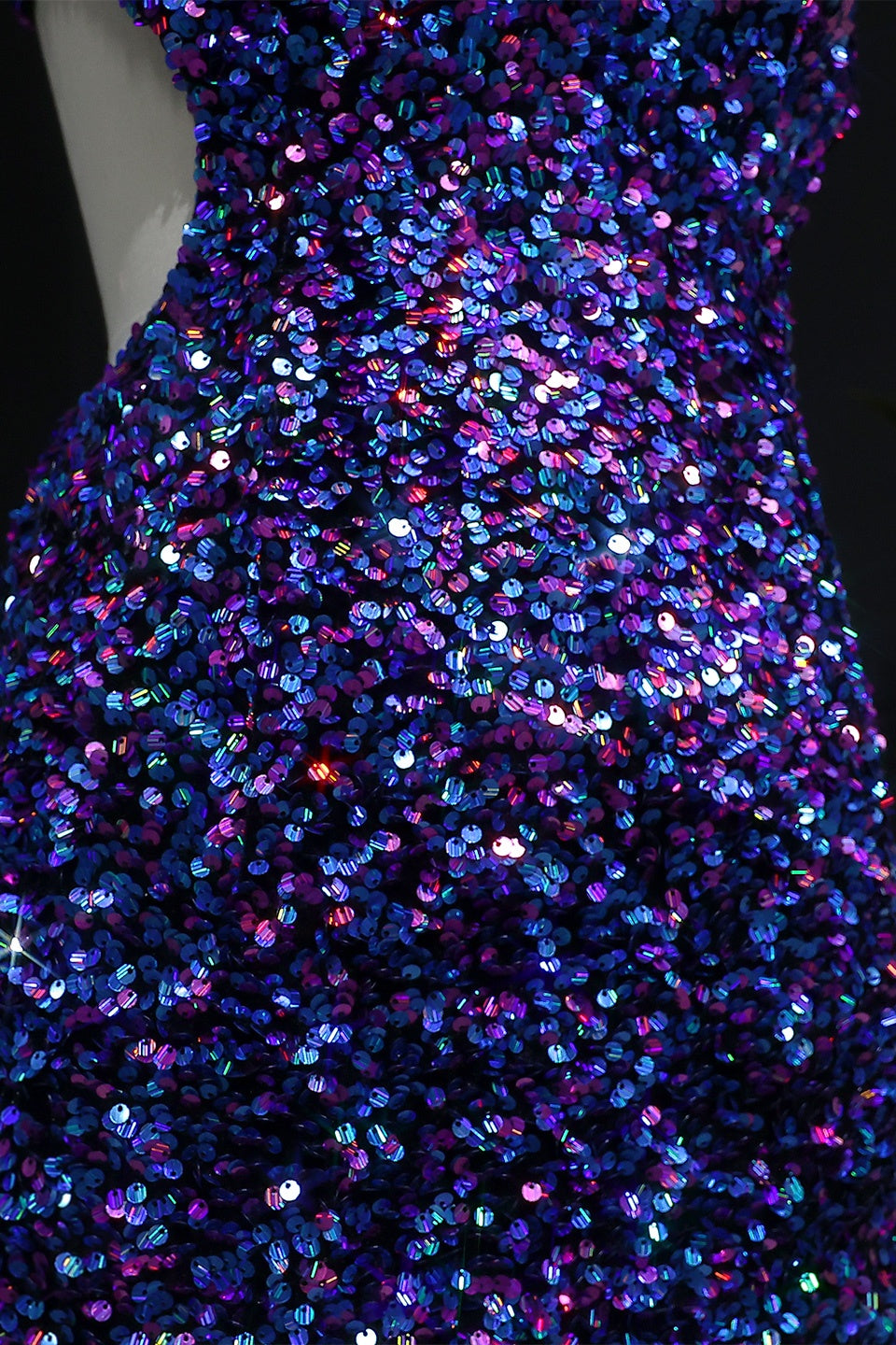 Purple Multicolor Sequin High Neck Mermaid Prom Dress SH127 Sheer Fairy
