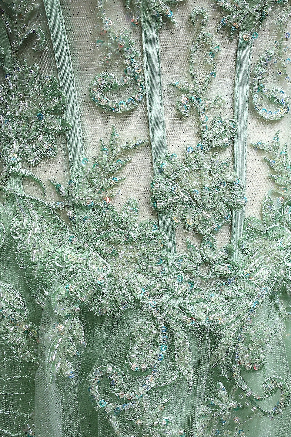 Sage Green Lace Strapless Off Shoulder A-Line Prom Dress SH130 Sheer Fairy