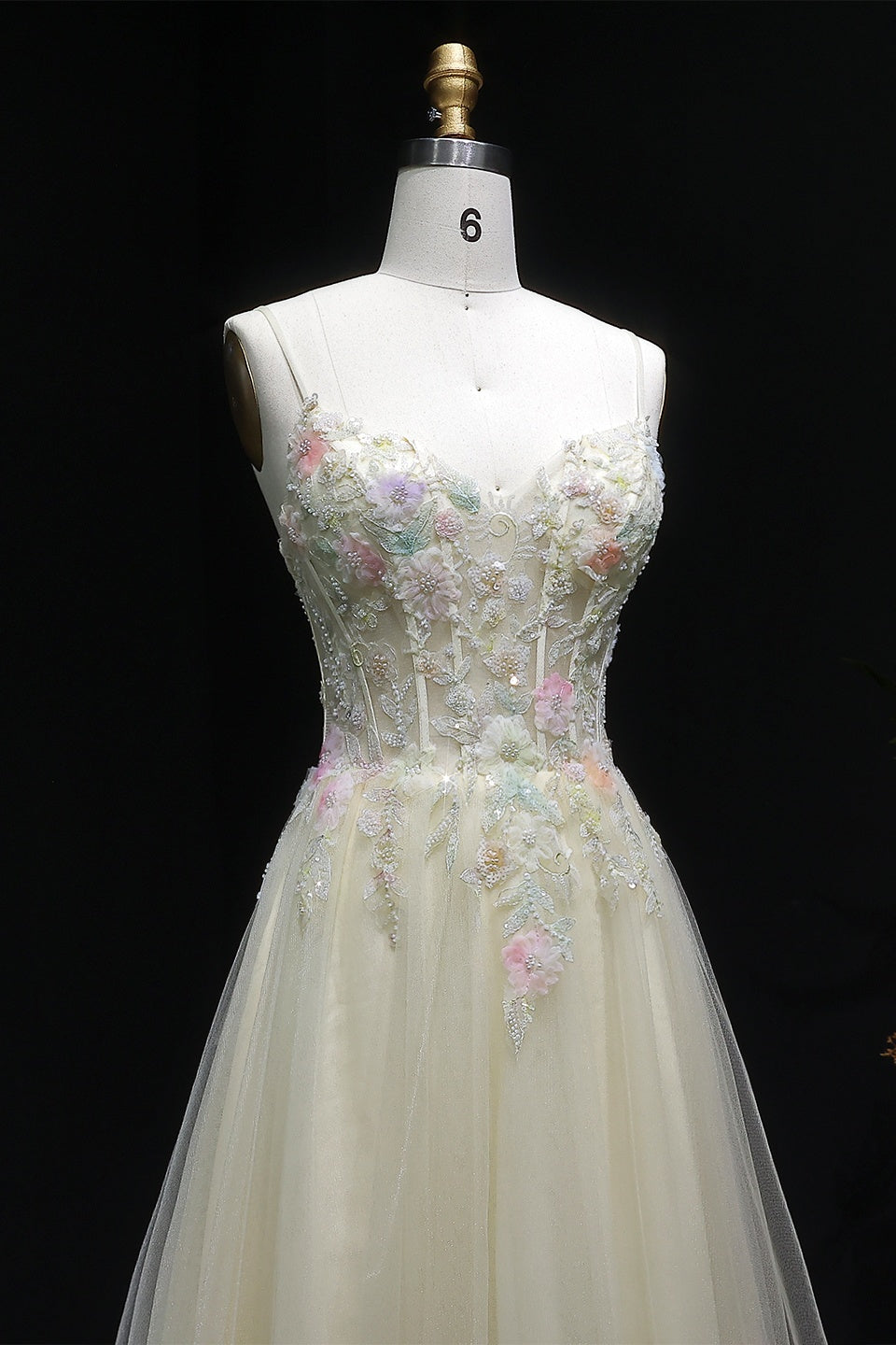 Modest Yellow Ivory Tulle Sweetheart A-Line Prom Dress SH131 Sheer Fairy