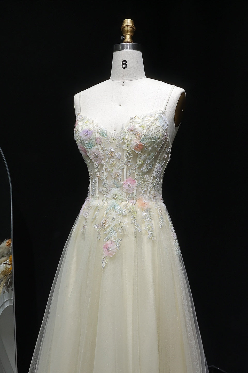 Modest Yellow Ivory Tulle Sweetheart A-Line Prom Dress SH131 Sheer Fairy