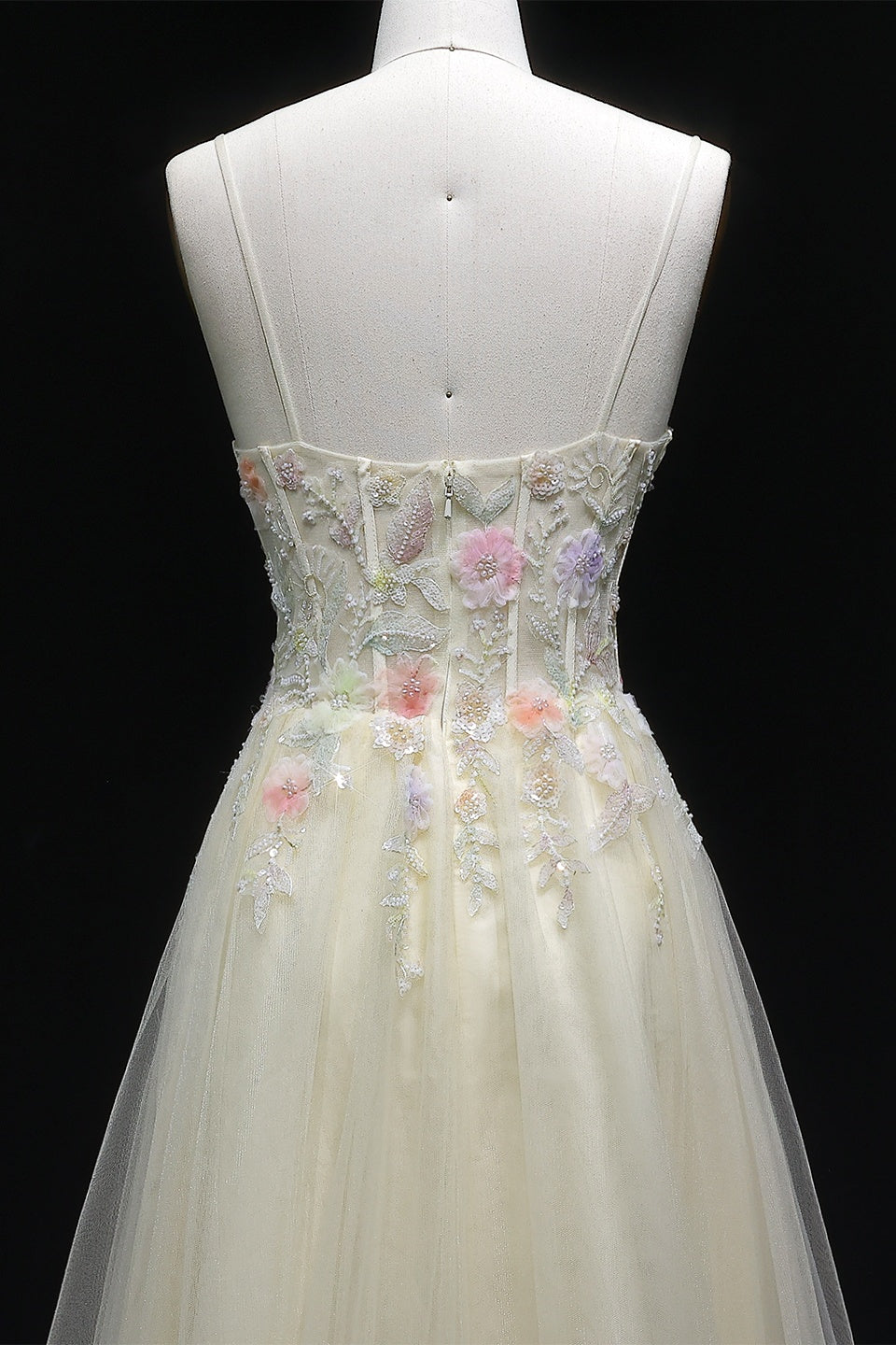 Modest Yellow Ivory Tulle Sweetheart A-Line Prom Dress SH131 Sheer Fairy