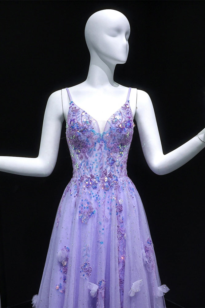 Lavender Lilac Tulle Ballgown 3D Skirt Prom Dress SH160 Sheer Fairy