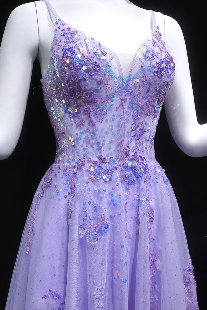 Lavender Lilac Tulle Ballgown 3D Skirt Prom Dress SH160 Sheer Fairy