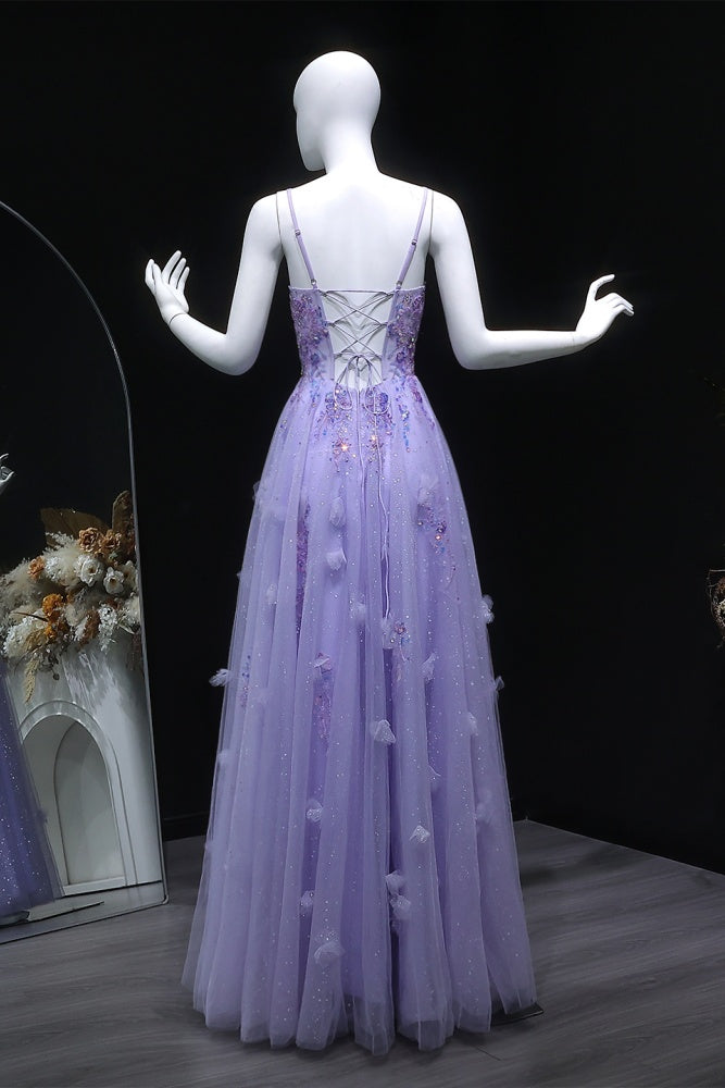 Lavender Lilac Tulle Ballgown 3D Skirt Prom Dress SH160 Sheer Fairy