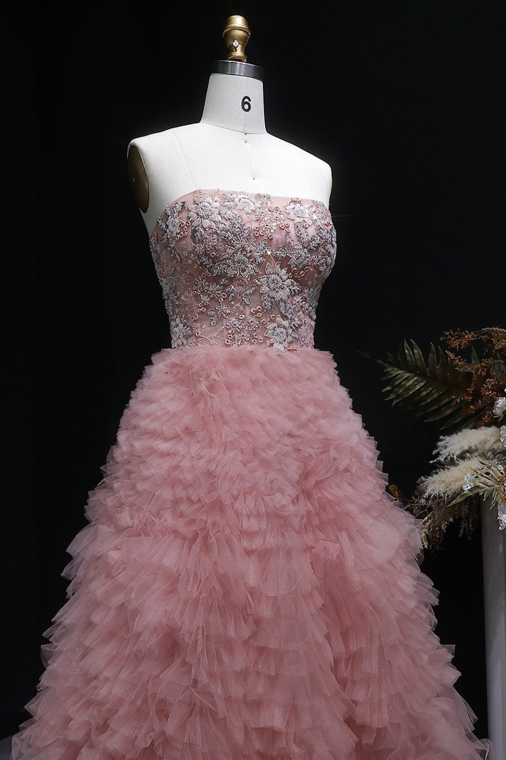 Blush Pink Off Shoulder Tulle Ballgown Prom Dress SH173 Sheer Fairy