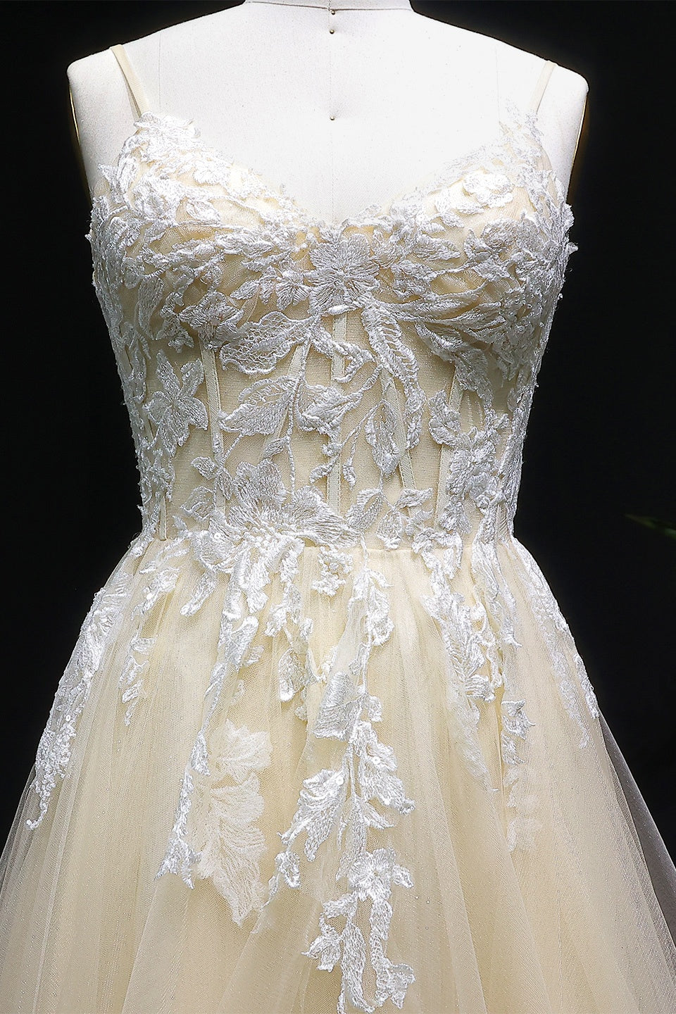 Ivory Tiered Ruffled Tulle Square Neck A-Line Prom Dress SH257 Sheer Fairy