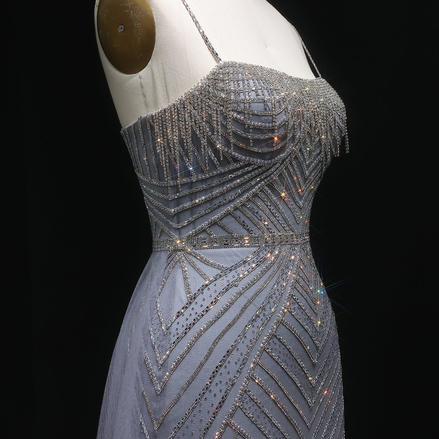 Romantic Spaghetti Strap Beaded A-Line Prom Dress with Fringe Accents SH310 Sheer Fairy