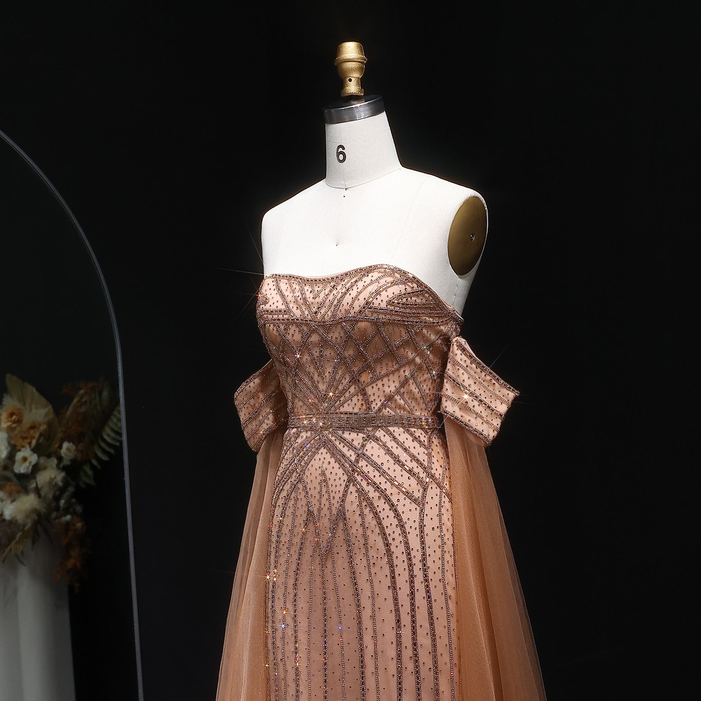 Elegant Strapless Beaded Mermaid Prom Dress with Detachable Tulle Cape Sleeves SH311 Sheer Fairy