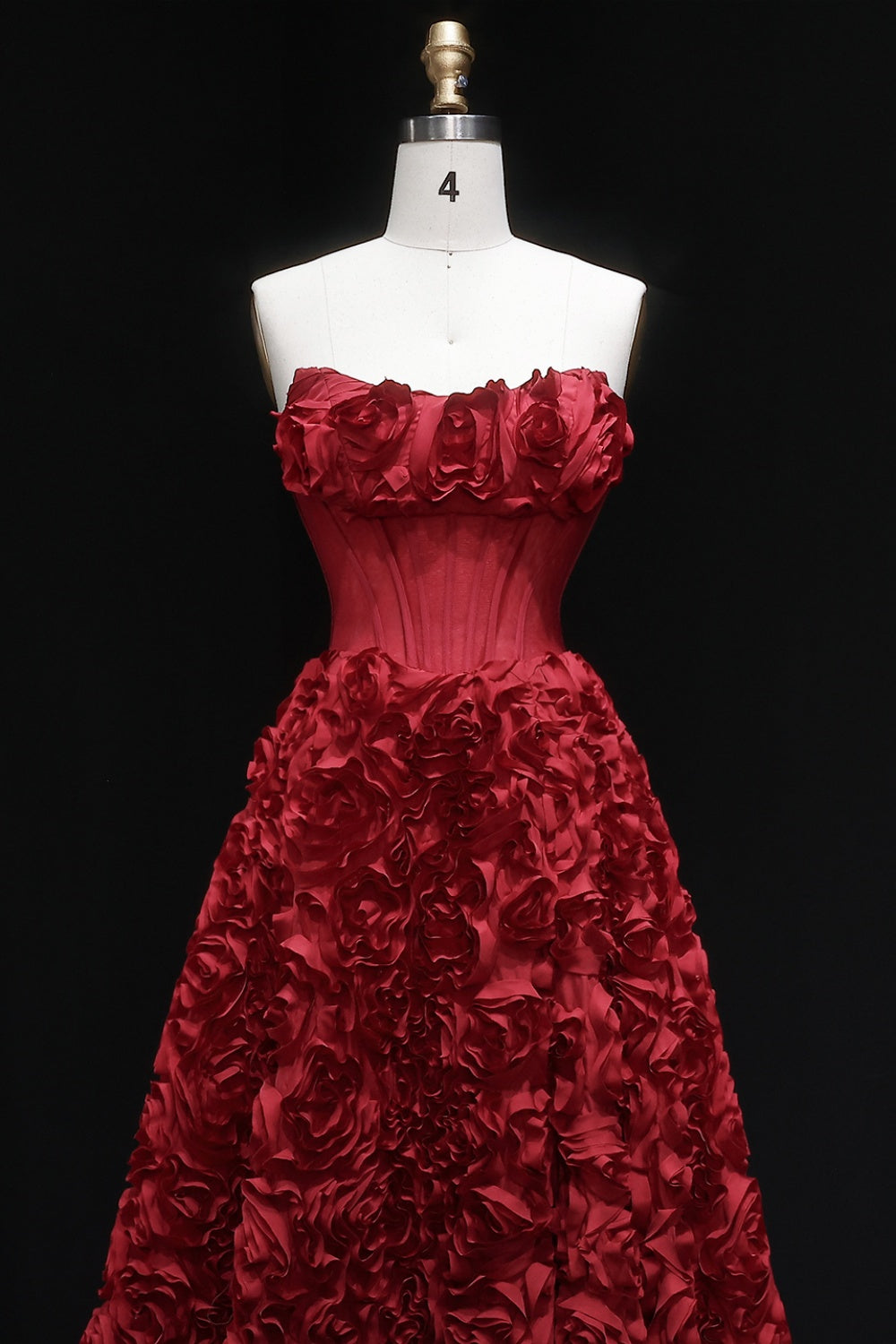 Luxury 3D Flowers Black Strapless Evening Dress with Slit SH325 Sheer Fairy