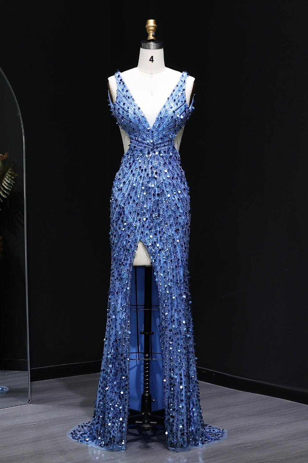 All-Sequined Deep V-Neck Mermaid Prom Dress SH351 Sheer Fairy