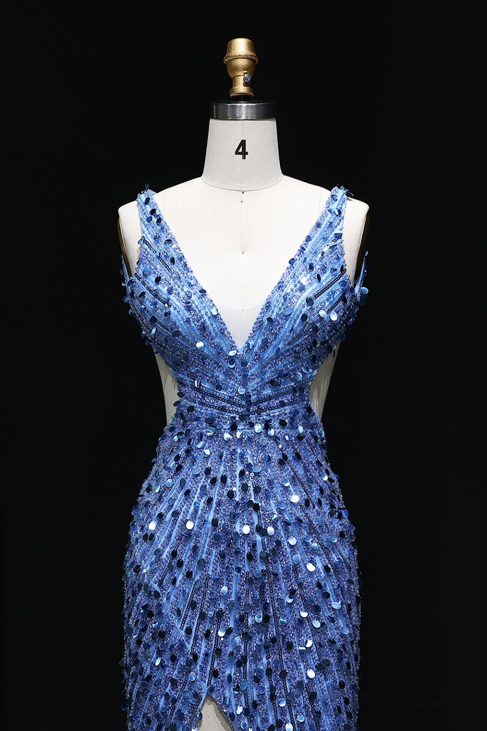 All-Sequined Deep V-Neck Mermaid Prom Dress SH351 Sheer Fairy