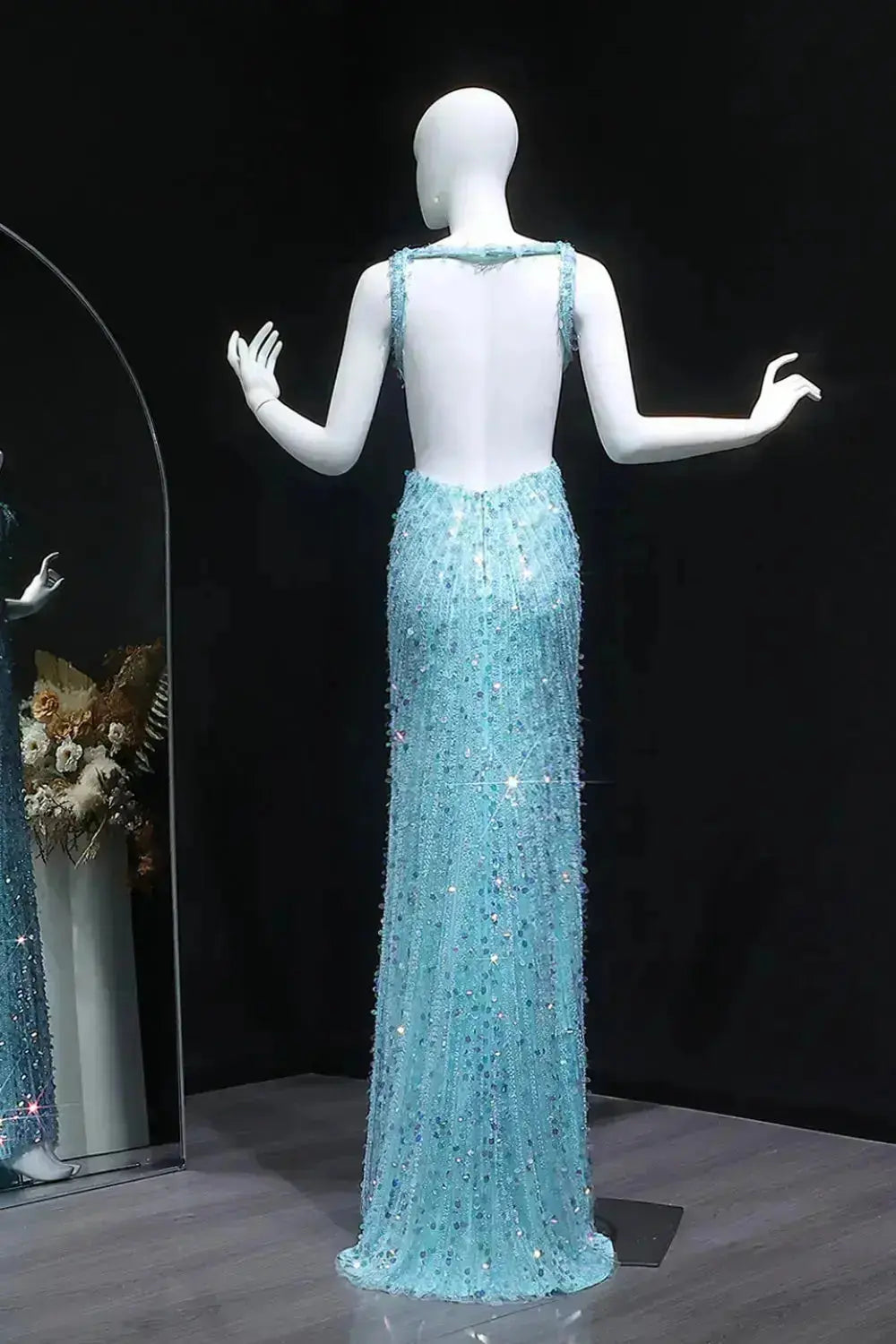 Crimson Red Sequin Strapless Sweetheart Mermaid Prom Dress SH351 Sheer Fairy