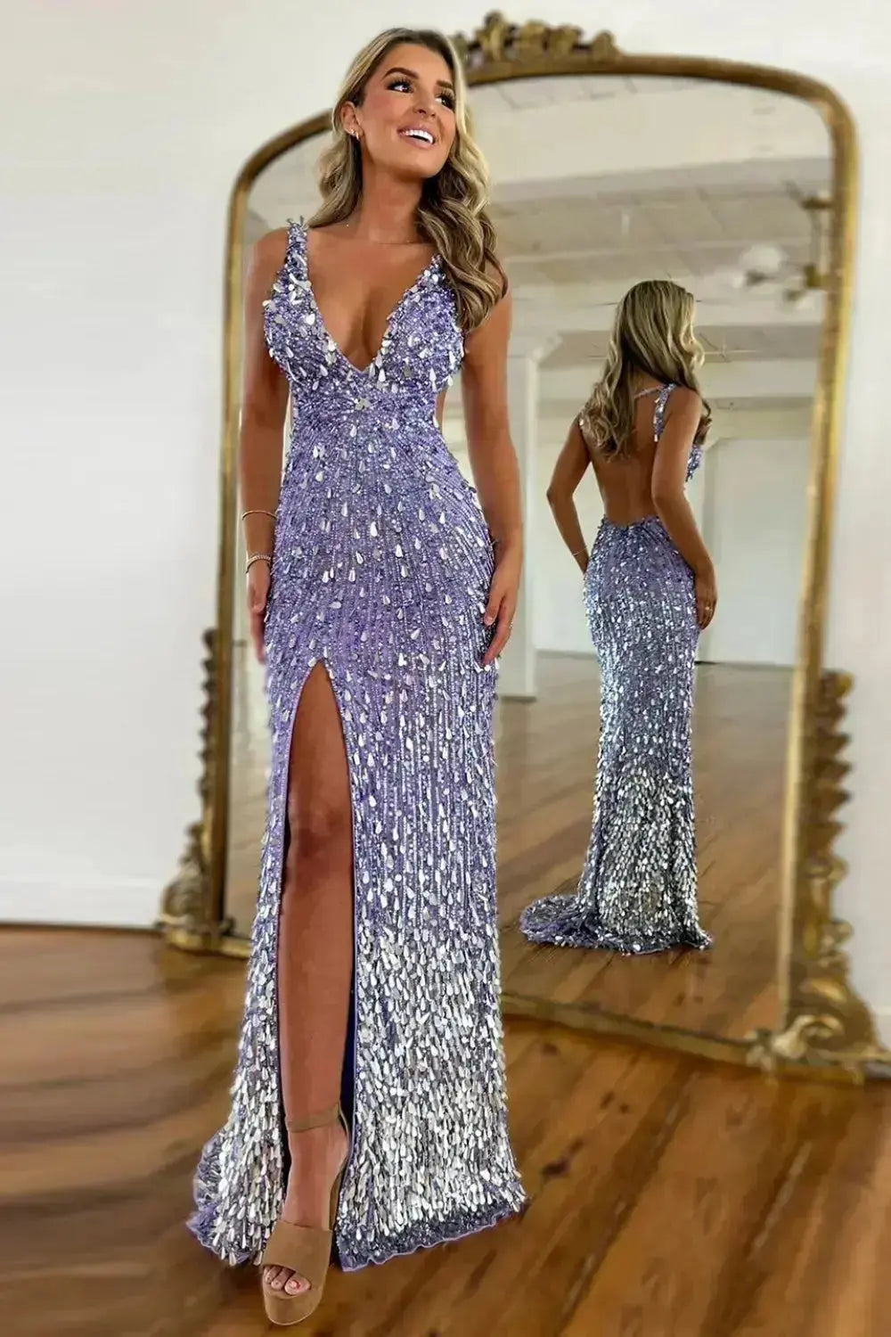 Crimson Red Sequin Strapless Sweetheart Mermaid Prom Dress SH351 Sheer Fairy