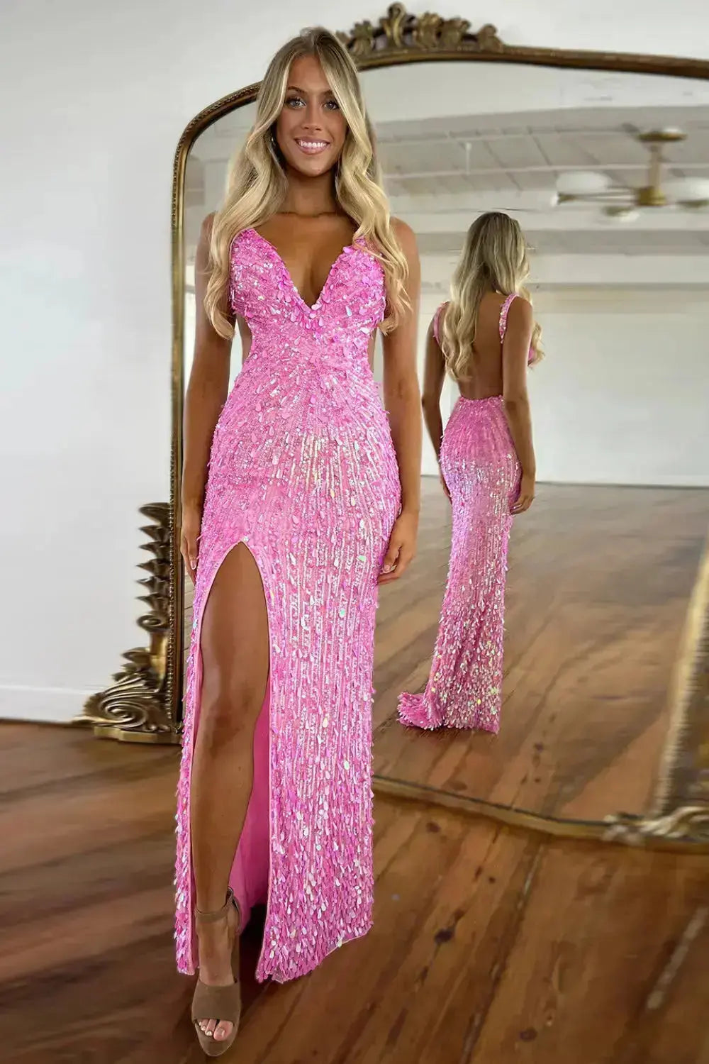 Crimson Red Sequin Strapless Sweetheart Mermaid Prom Dress SH351 Sheer Fairy