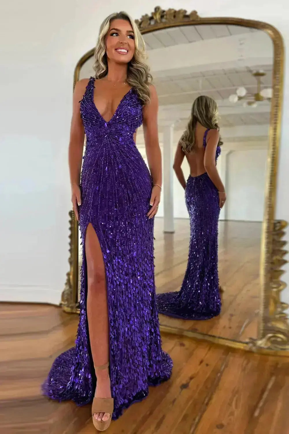 Crimson Red Sequin Strapless Sweetheart Mermaid Prom Dress SH351 Sheer Fairy